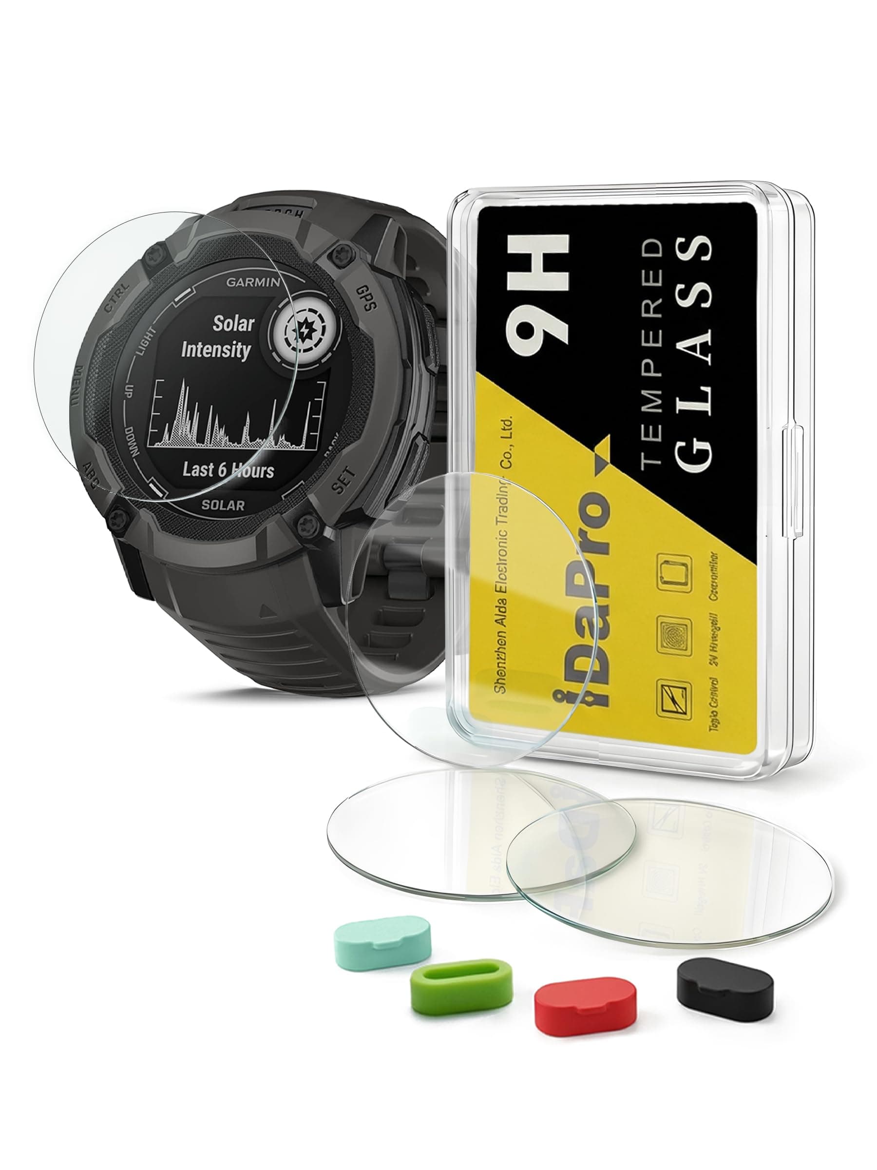 4+4Pack Screen Protector for Garmin Instinct 2X Solar/Solar Tactical(not Instinct 2/2S/3)+Silicone Anti-dust Plugs,Tempered Glass,9H Hardness,Anti-Scratch,Anti-Bubble,Easy Installation