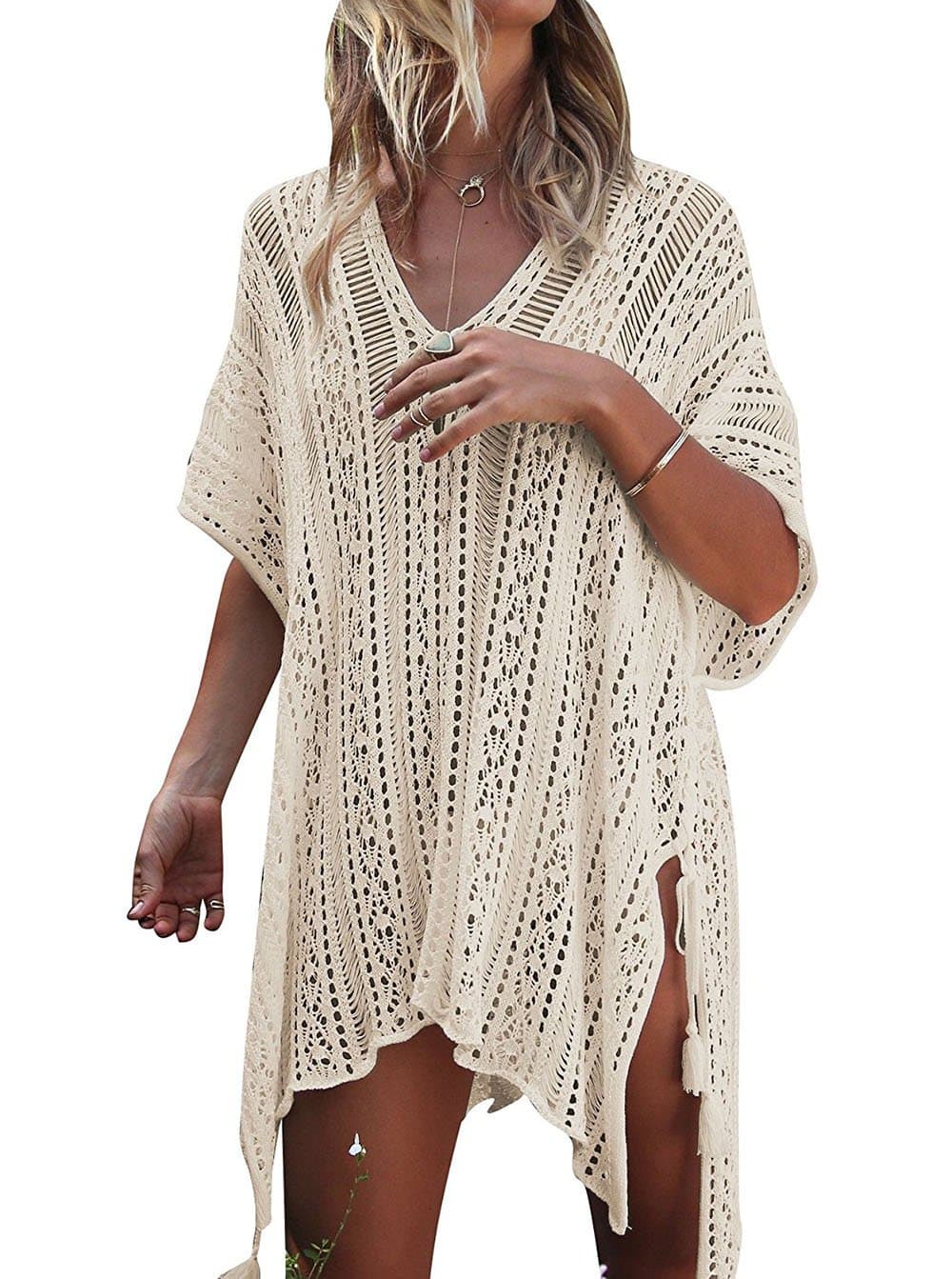 HARHAY Women's Summer Swimsuit Bikini Beach Swimwear Cover up Beige