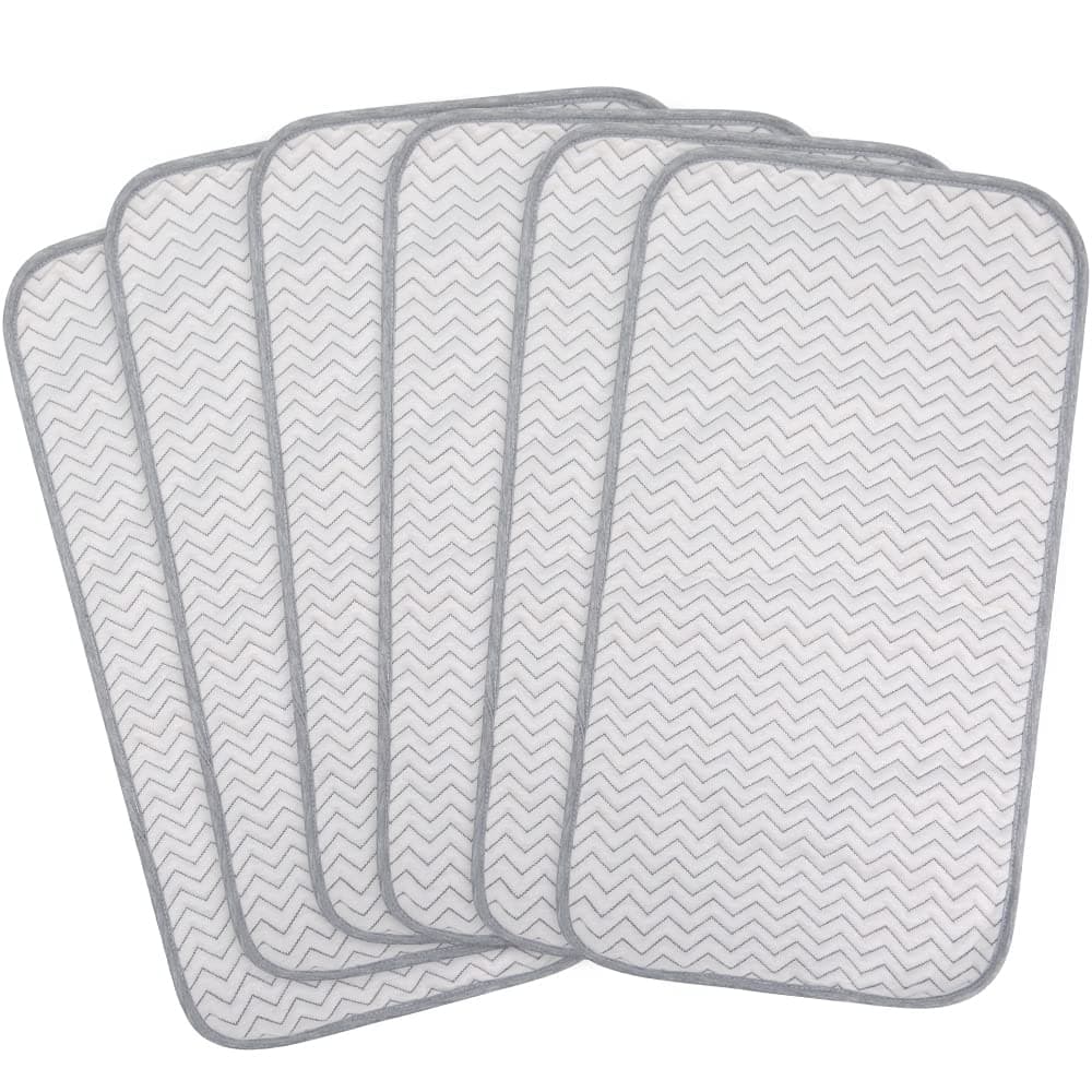 BlueSnail Ultra Soft and Anti-Slip Quilted Waterproof Changing Pad Liner 6pk (Gray+Gray)