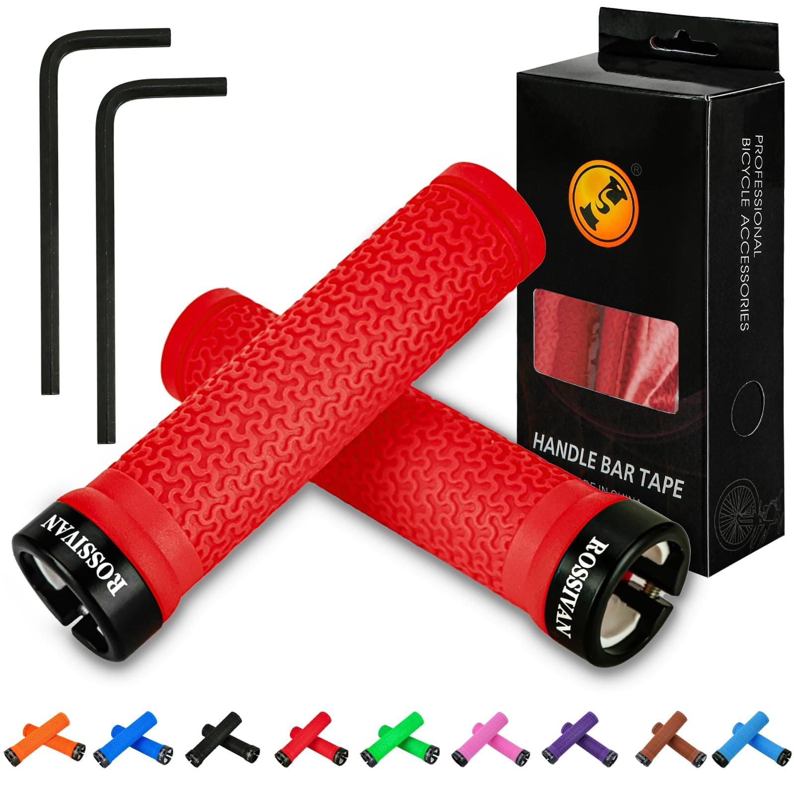 Professional Bike Handlebar Grips,Mountain Bike Grips with Soft and Comfortable Anti-slip Rubber,Single Lock-on MTB Grips,for BMX,Scooter,Folding,Commuter Bicycle