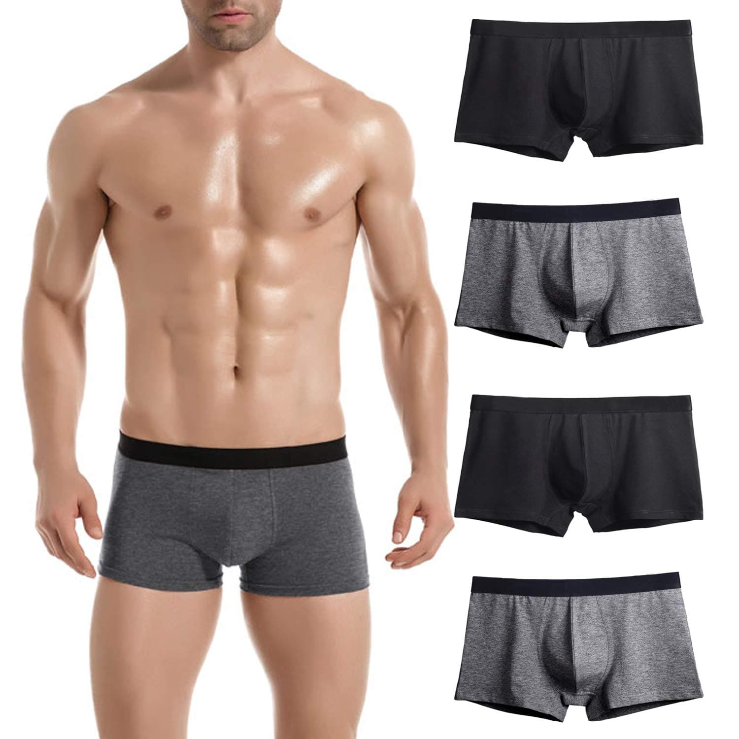 Donppa Mens Underwear Boxer Briefs Pure Cotton Breathable Soft Shorts