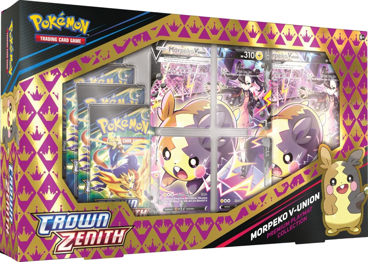 PokémonTCG: Crown Zenith Premium Playmat Collection - Morpeko V-UNION (4 Promo Cards, 1 Oversize Card & 5 Booster Packs)
