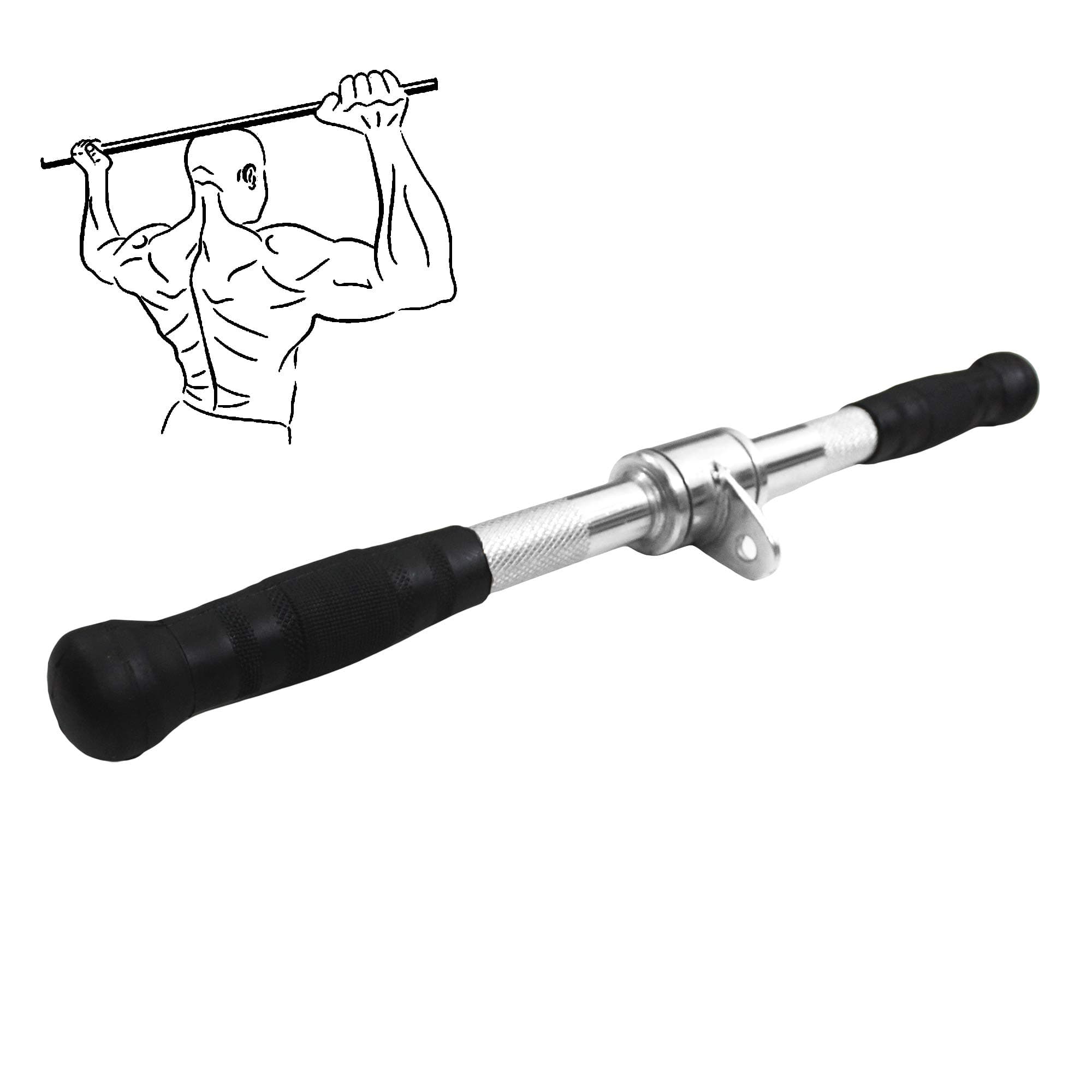 Chillax Gym Cable Attachment, Imported Chrome Straight Rotating Bar, LAT Pull Down Bar, Seated Row Bar, Triceps Rope, Rotating Tricep Press Down Bar with Rubberized Handgrips