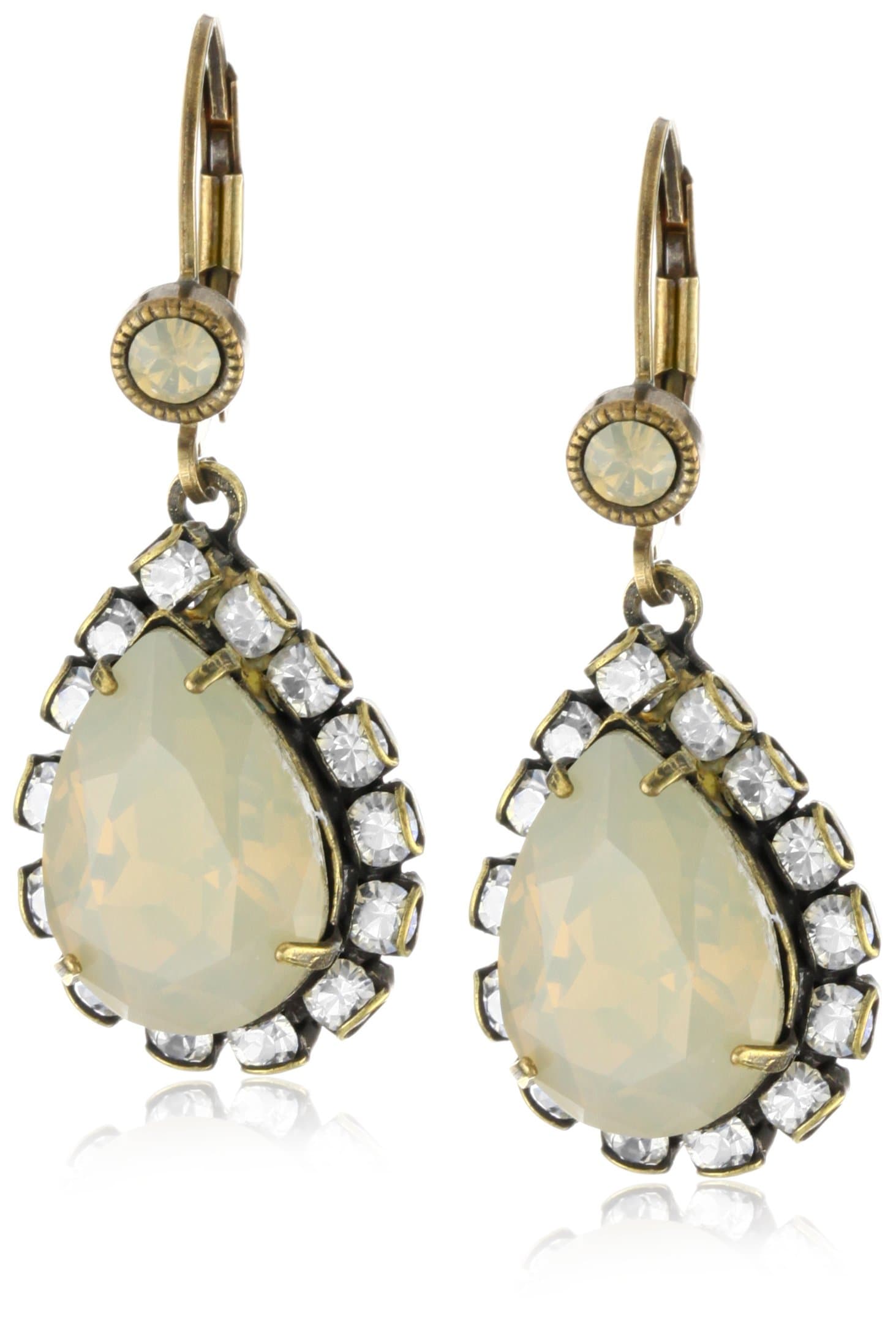 "Circulo" Teardrop Sand Opal Solitaire Crystal Earrings