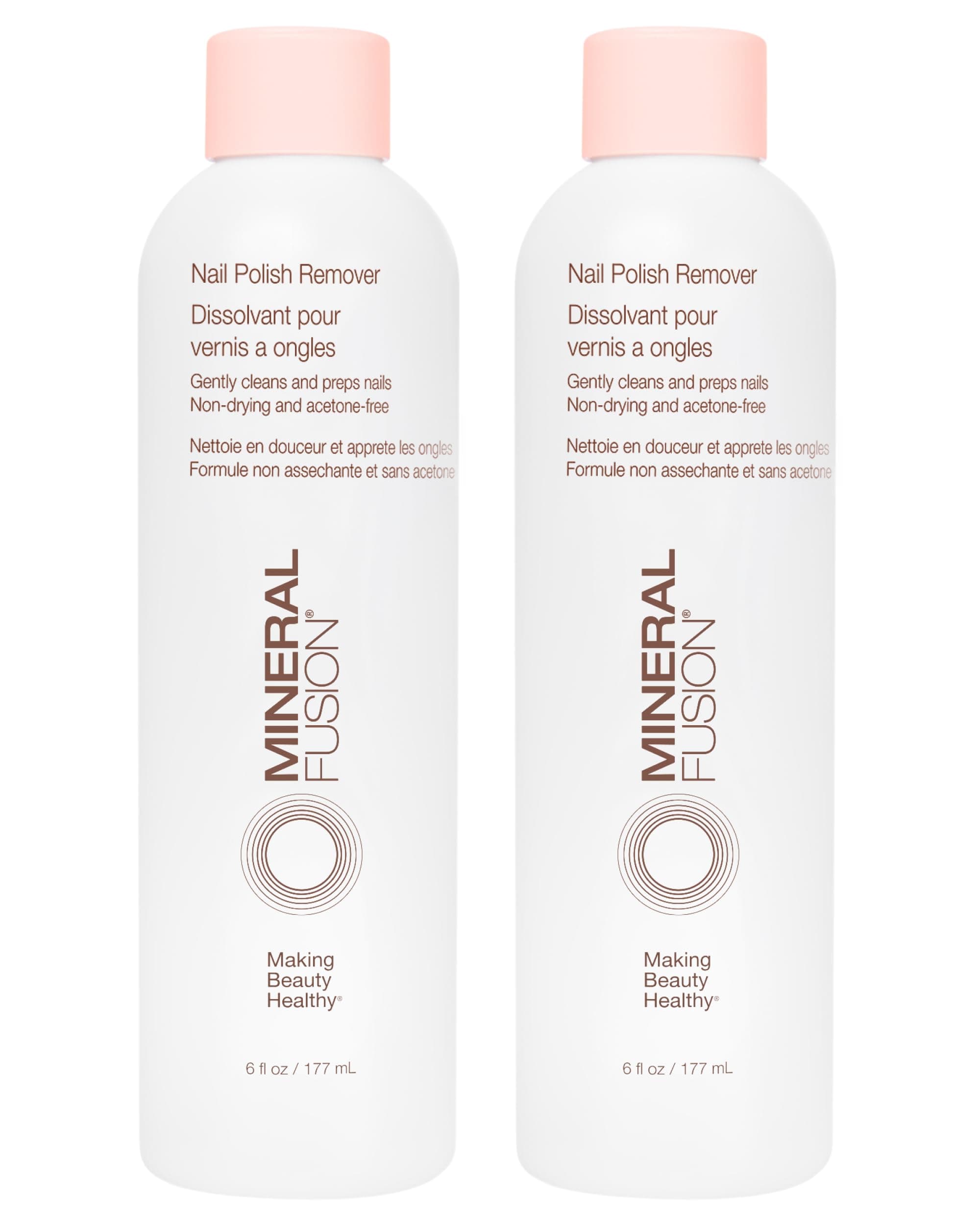 - Mineral Fusion Nail Polish Remover - Acetone-Free Nail Care with Natural Solvents - Non Drying Liquid Formula - 6 fl oz, Pack of 2