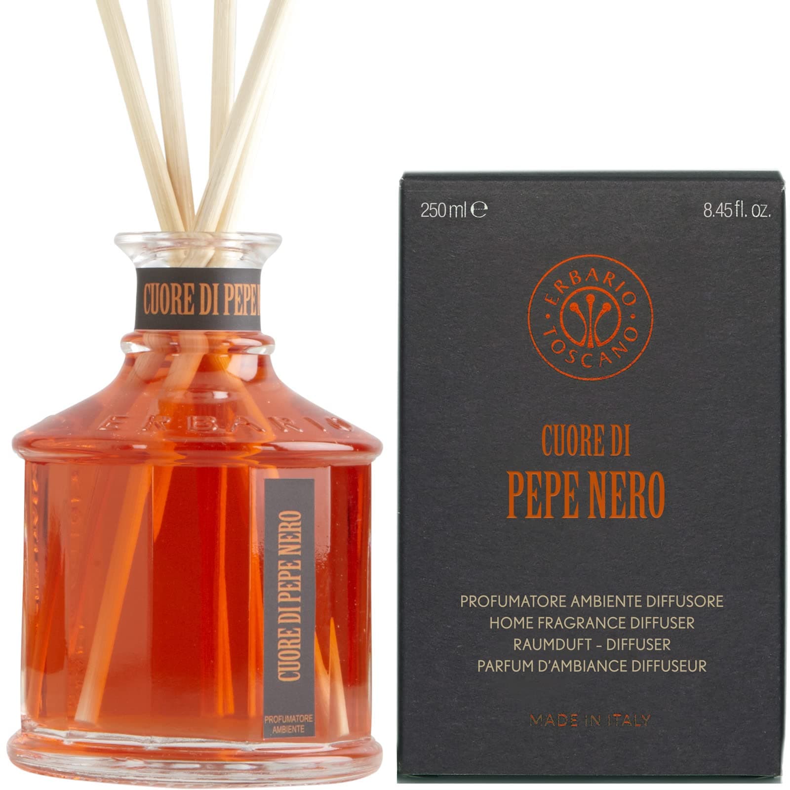 Room Fragrance ERBARIO TOSCANO Black Pepper Reed Diffuser, 8.5 fl oz (250 ml)