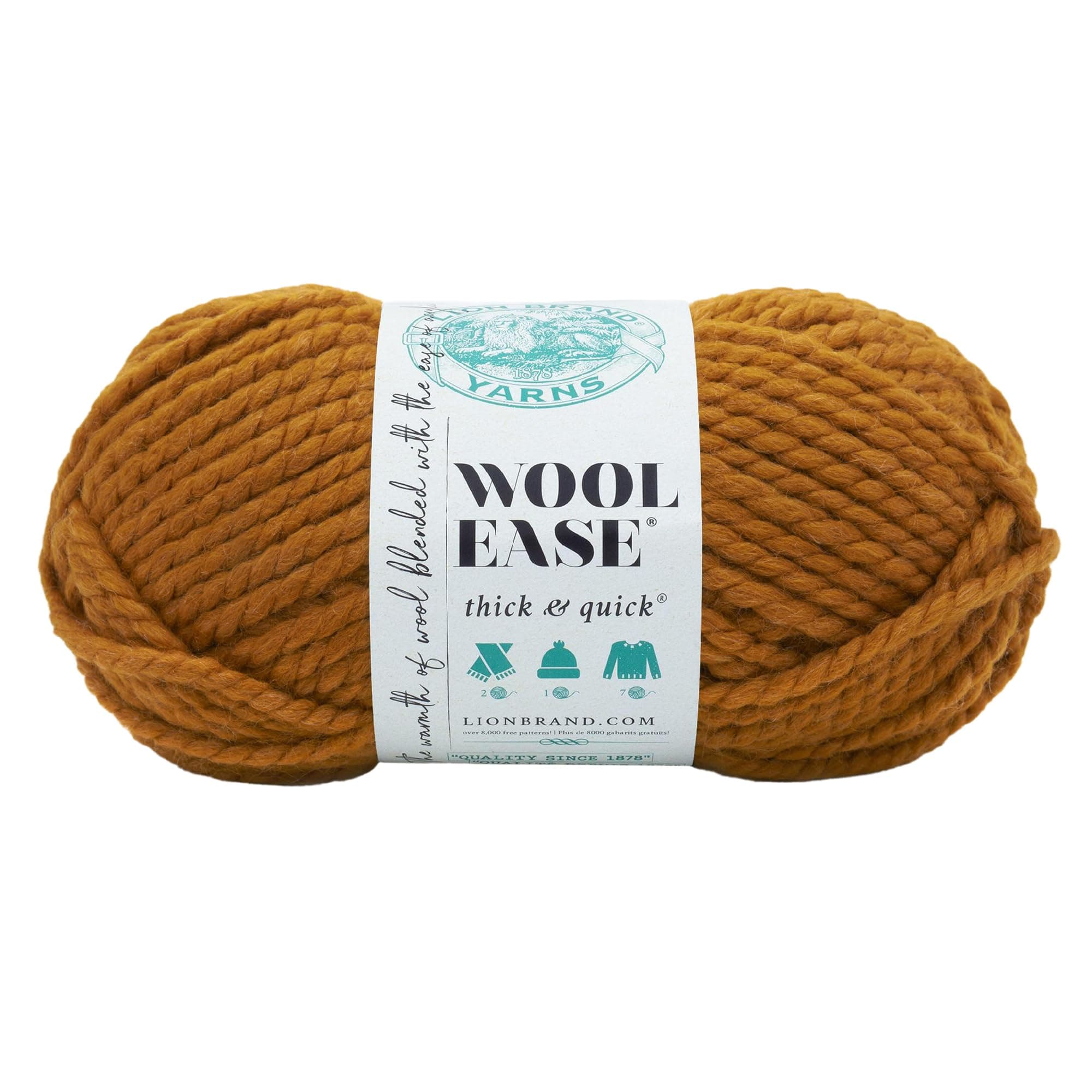 (1 Skein) Lion Brand Yarn Wool-Ease Thick & Quick Bulky Yarn, Butterscotch, 261 Foot (Pack of 1)