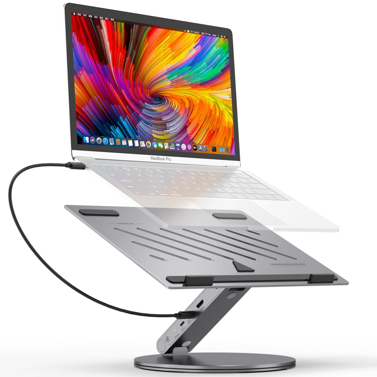Laptop Stand with Fan Cooling | Portable & Adjustable Ventilated Aluminum Stand for MacBook, MacBook Pro, iMac | Height Raise & Cooler for 12", 15.6" & 17" Laptops for Desk Working, Gaming
