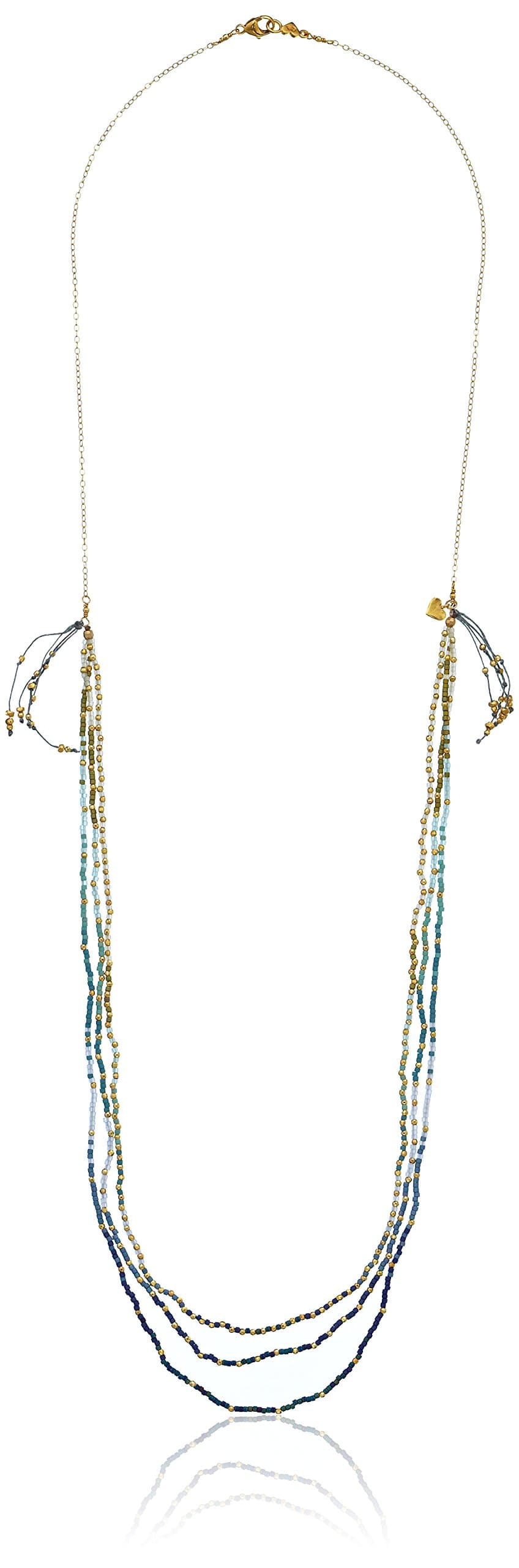Chan Luu Long Layering Multi-Strand Blue and Gold Nugget Pendant Necklace