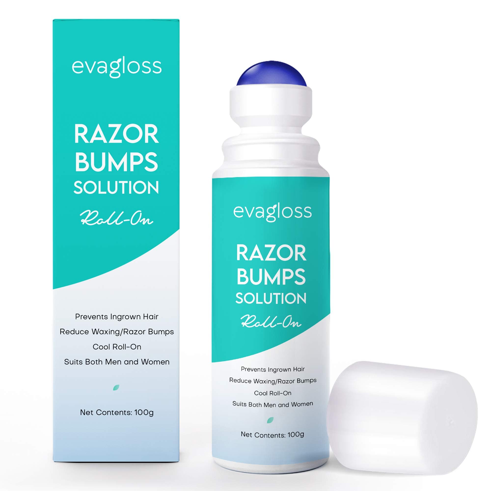 Evagloss Razor Bumps Solution- After Shave Repair Serum for Ingrown Hairs and Razor Burns, Roll-On for Men and Women -100g