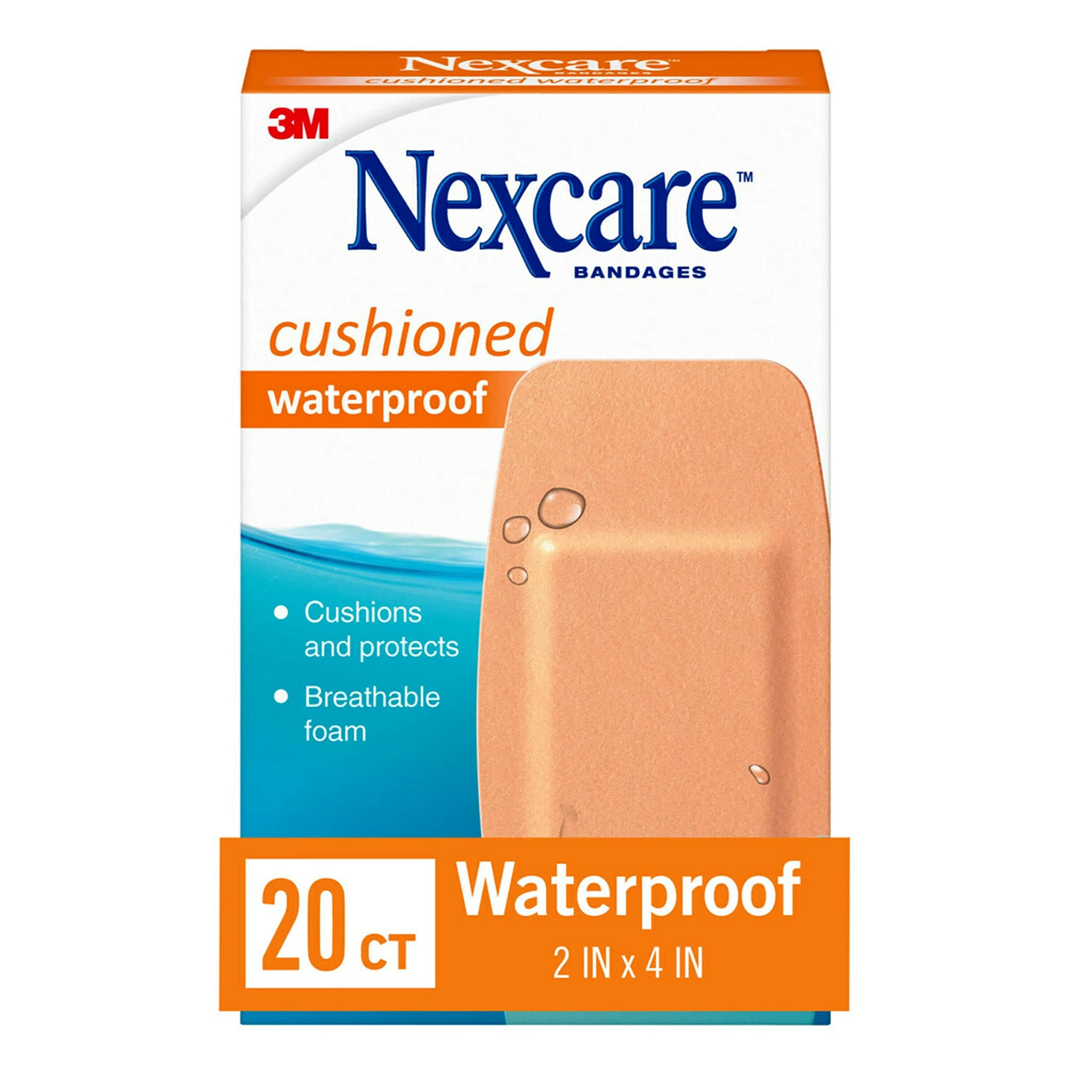 Nexcare Waterproof Padded Wraps, Knee & Elbow, 5 x 10 cm, 20 Count