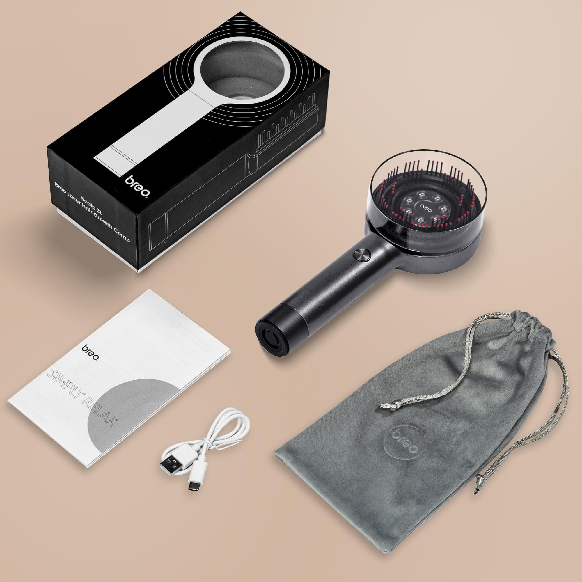 Breo Scalp3L Laser Hair Regrowth Treatment Device, Shiatsu Scalp Massager wit...