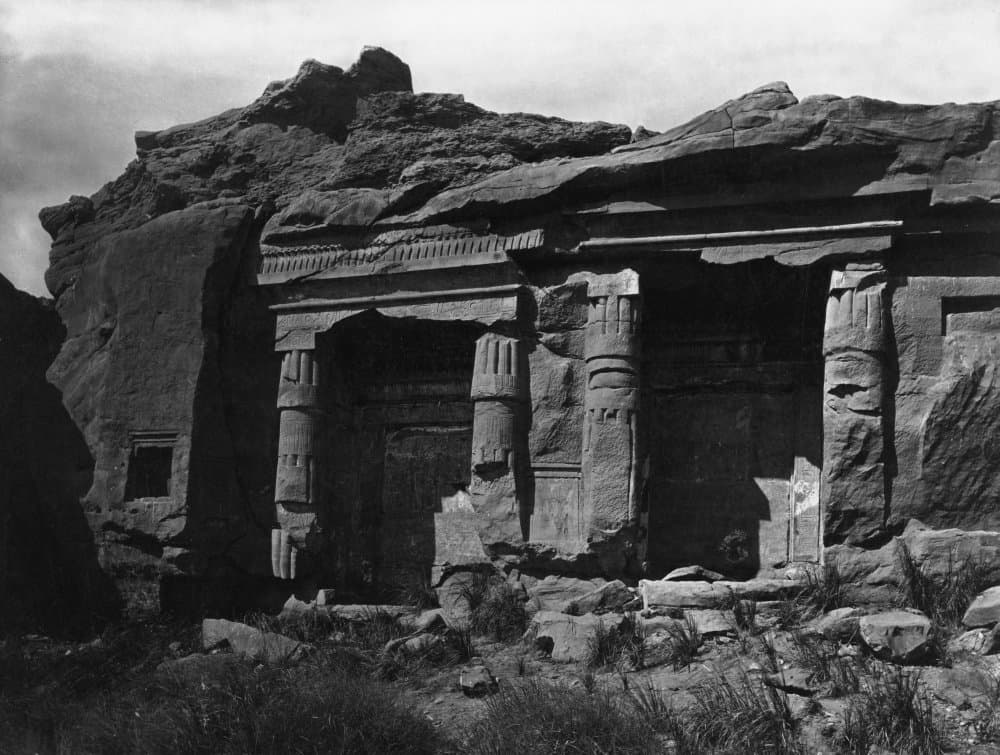 Gebel el-Silsila was used as a quarry site from at least the 18th Dynasty to Greco-Roman times (1550 BC-AD 395) and presents various rock-cut shrines Poster Print by Francis Firth (24 x 36)