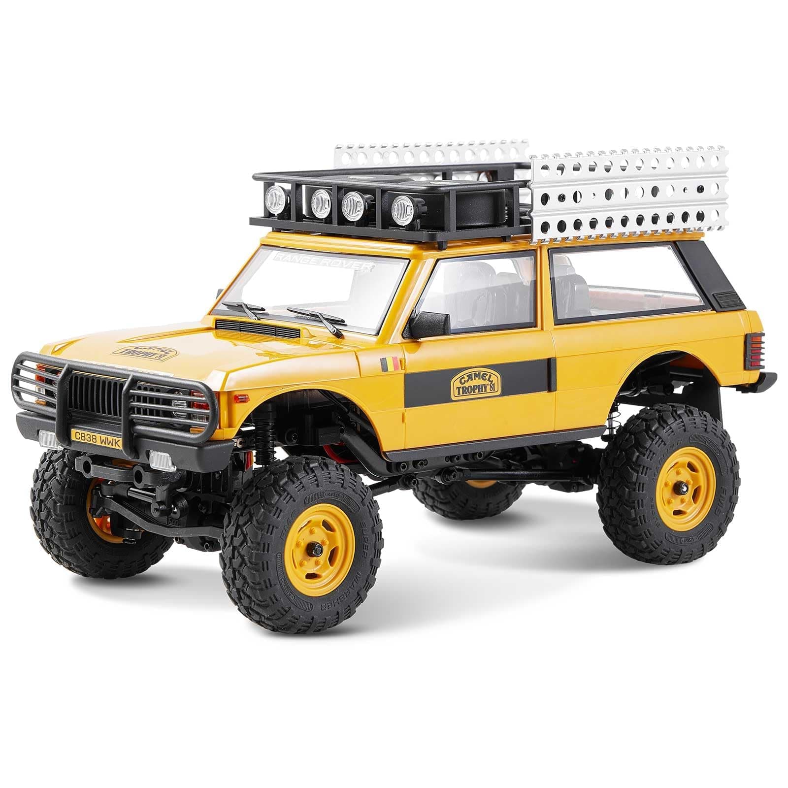 FCX24M FMS 1/24 RC Crawler, Land Rover Family, Off-Road RC Rock Crawler with Lighting Effects, Speed Switch and Accessory Packs, RC Cars for Adults (Range Rover)