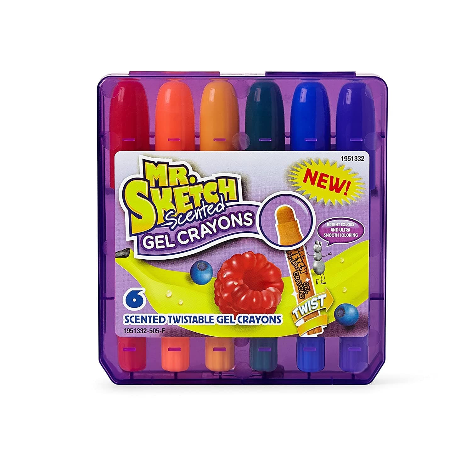 Mr. Sketch 1951332 Scented Twistable Gel Crayons, Assorted Colors, Pack of 6