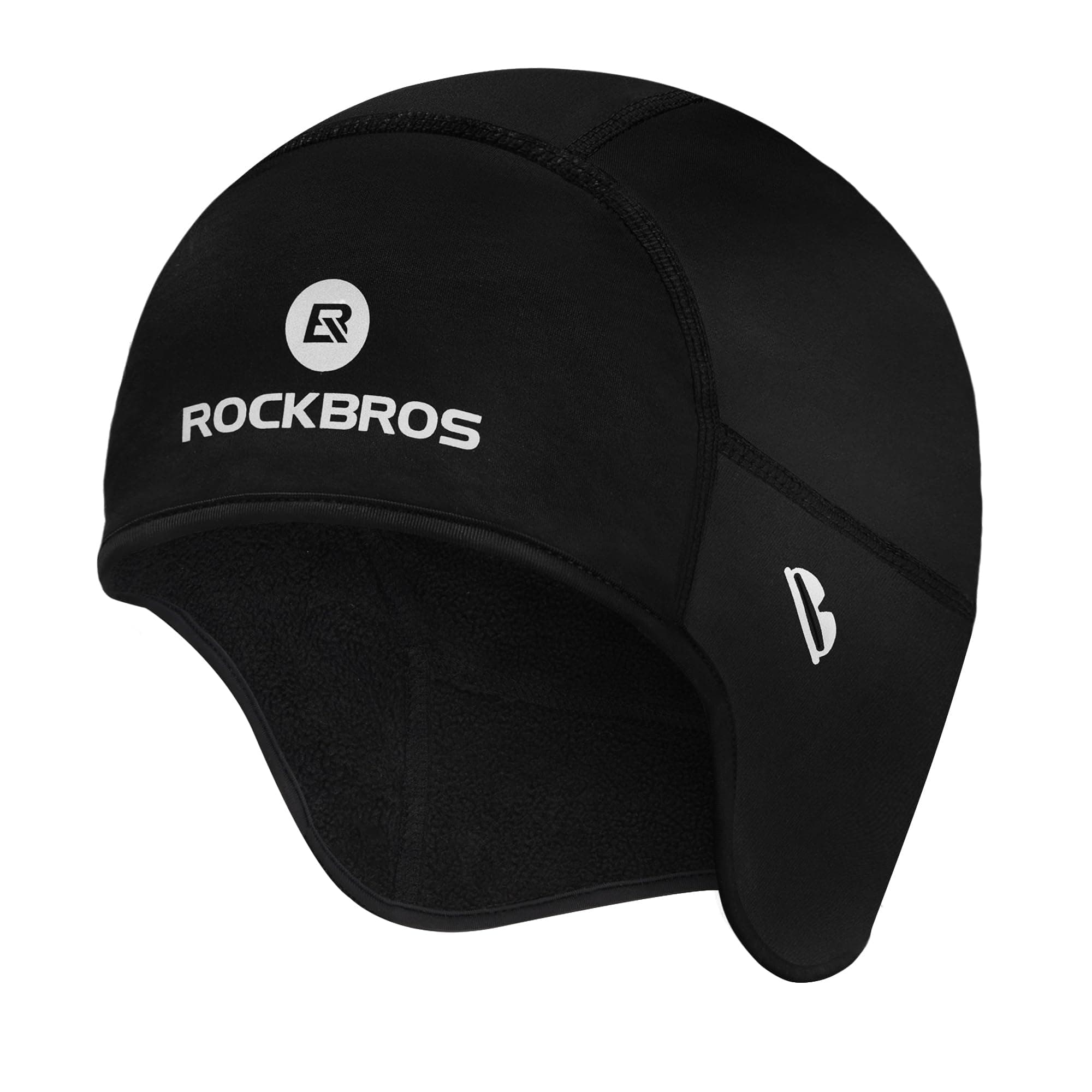 ROCKBROSSkull Cap Helmet Liner for Men Women Winter Thermal Athletic Caps Running Beanies Hat with Glasses Holes Black
