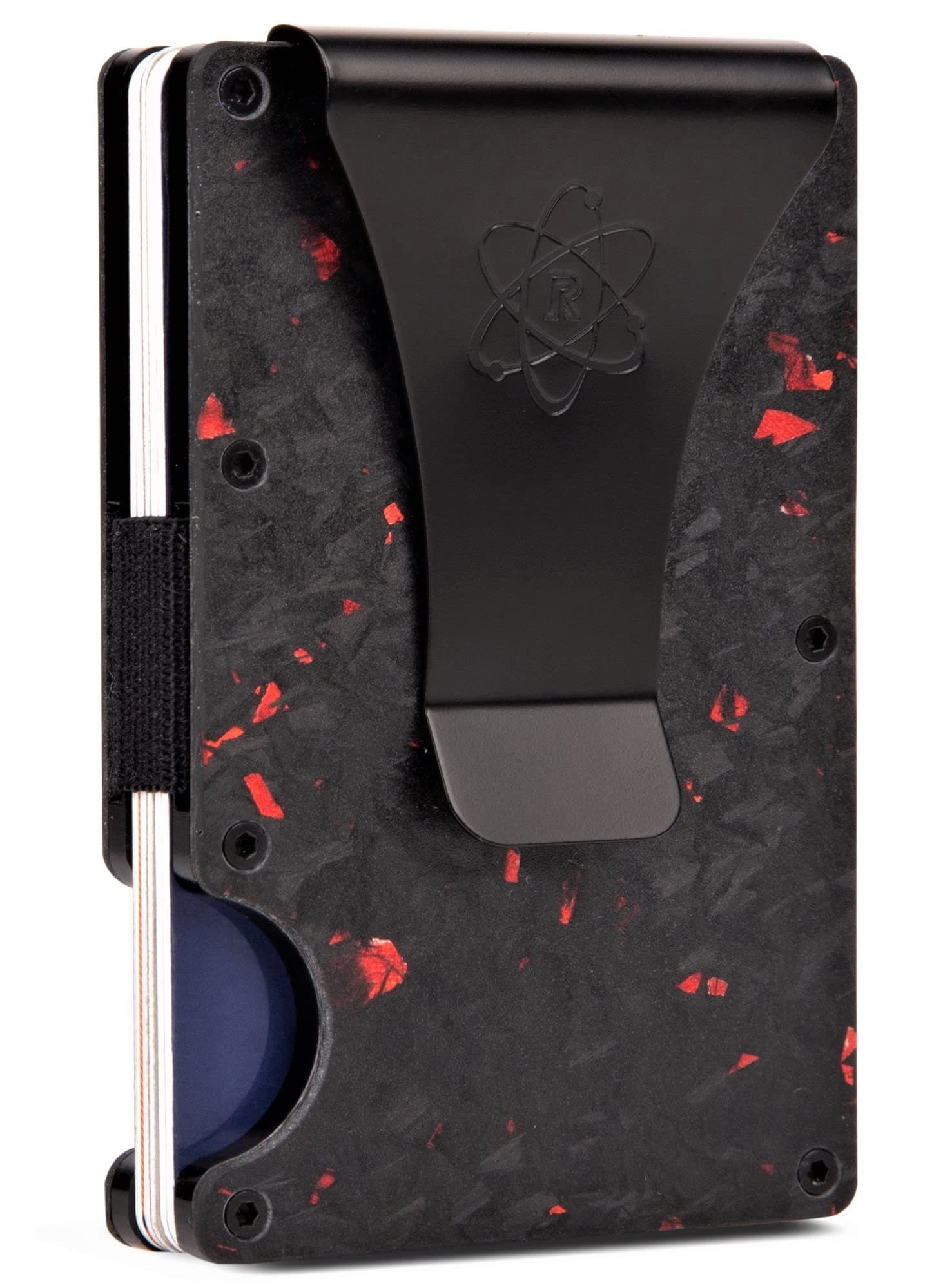 ROSSM Slim Minimalist Wallet RFID Blocking Front Pocket Carbon Fiber Men Money Clip Money Strap