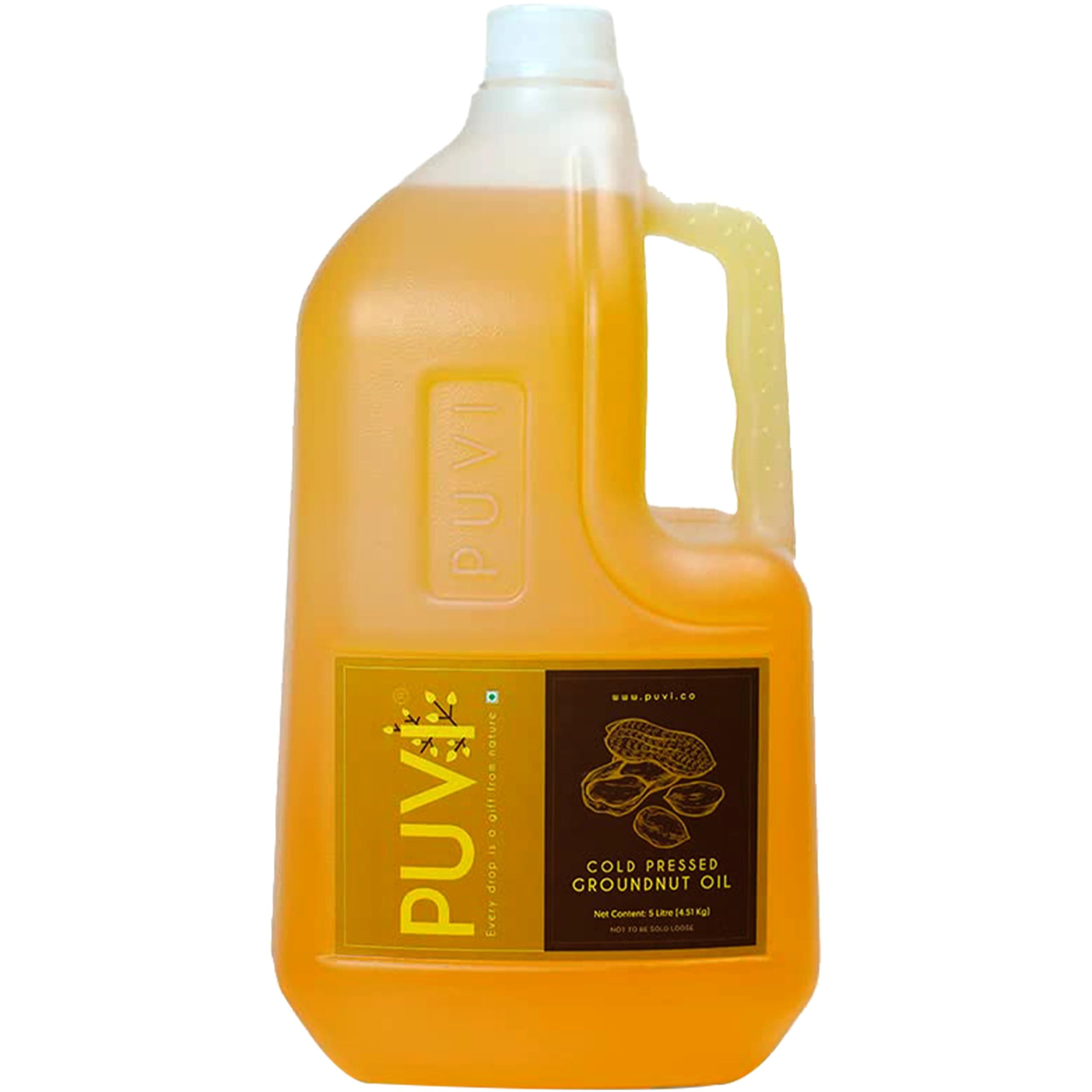 Puvi 5L Cold Pressed Groundnut/Peanut Oil (Chekku/Ghani) - 5 Litres