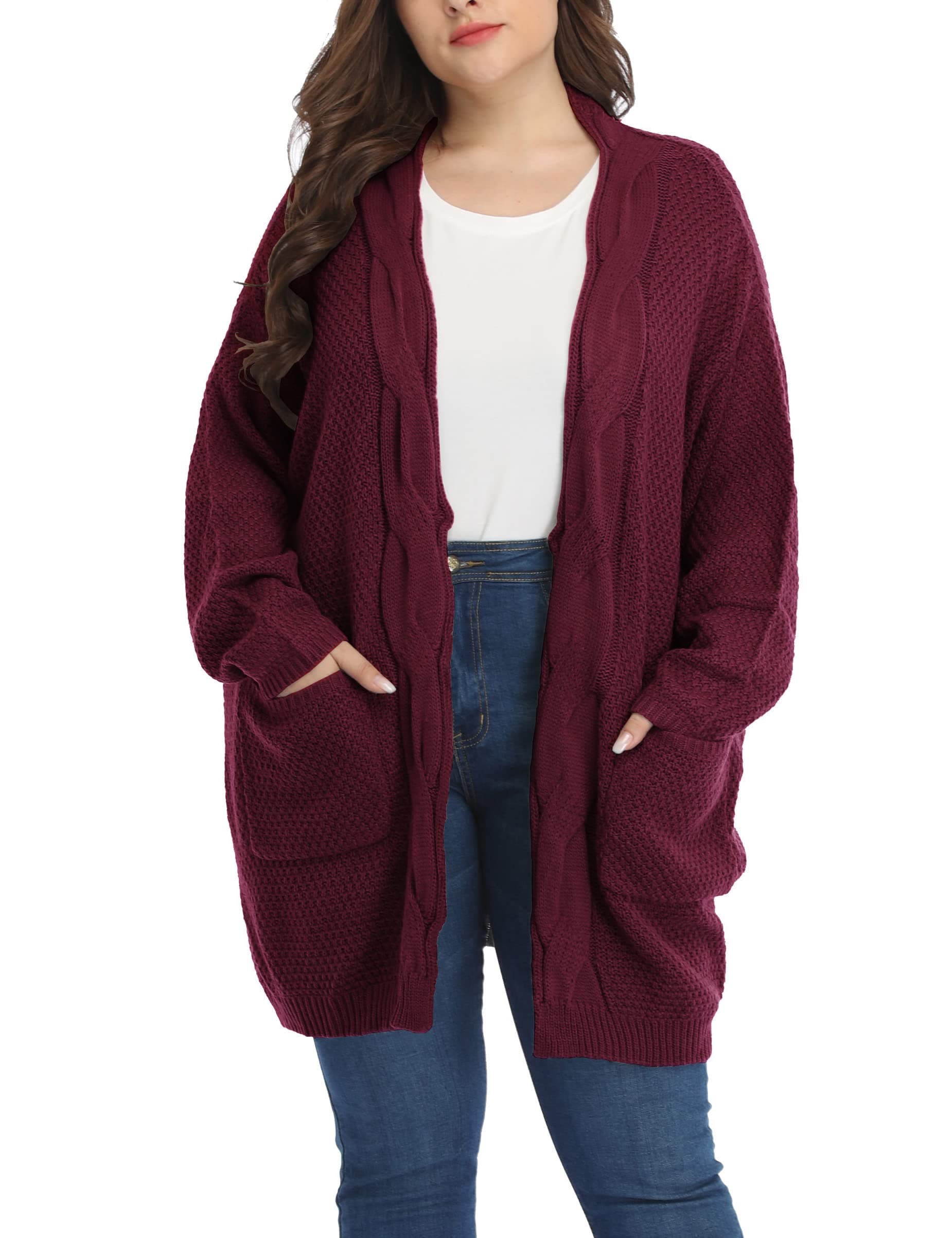 Shiaili Classic Plus Size Sweaters for Women Oversized Long Cardigans