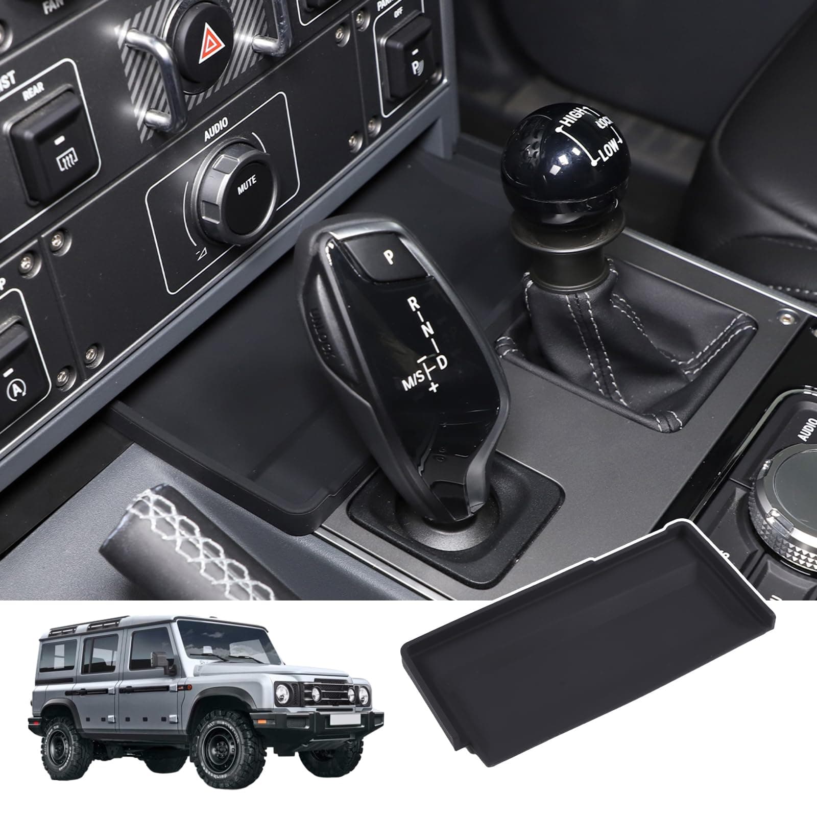 Car Center Console Storage Tray Compatible with Ineos Grenadier 2020-2024 Shift Storage Box Tray Non-Slip Storage Tray Interior Storage Box
