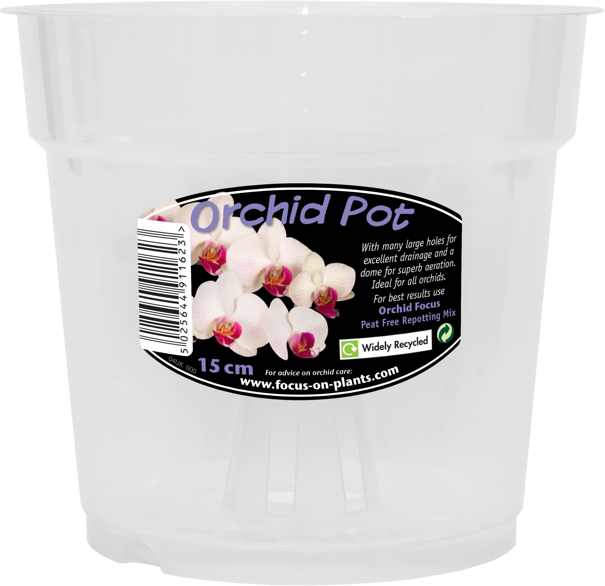Clear Orchid Pot, 15cm - Clear Plant Pots for Orchids - Plastic Orchid Pots with Holes - Transparent Nursery Flower Pots for Indoor & Outdoor Orchid Repotting