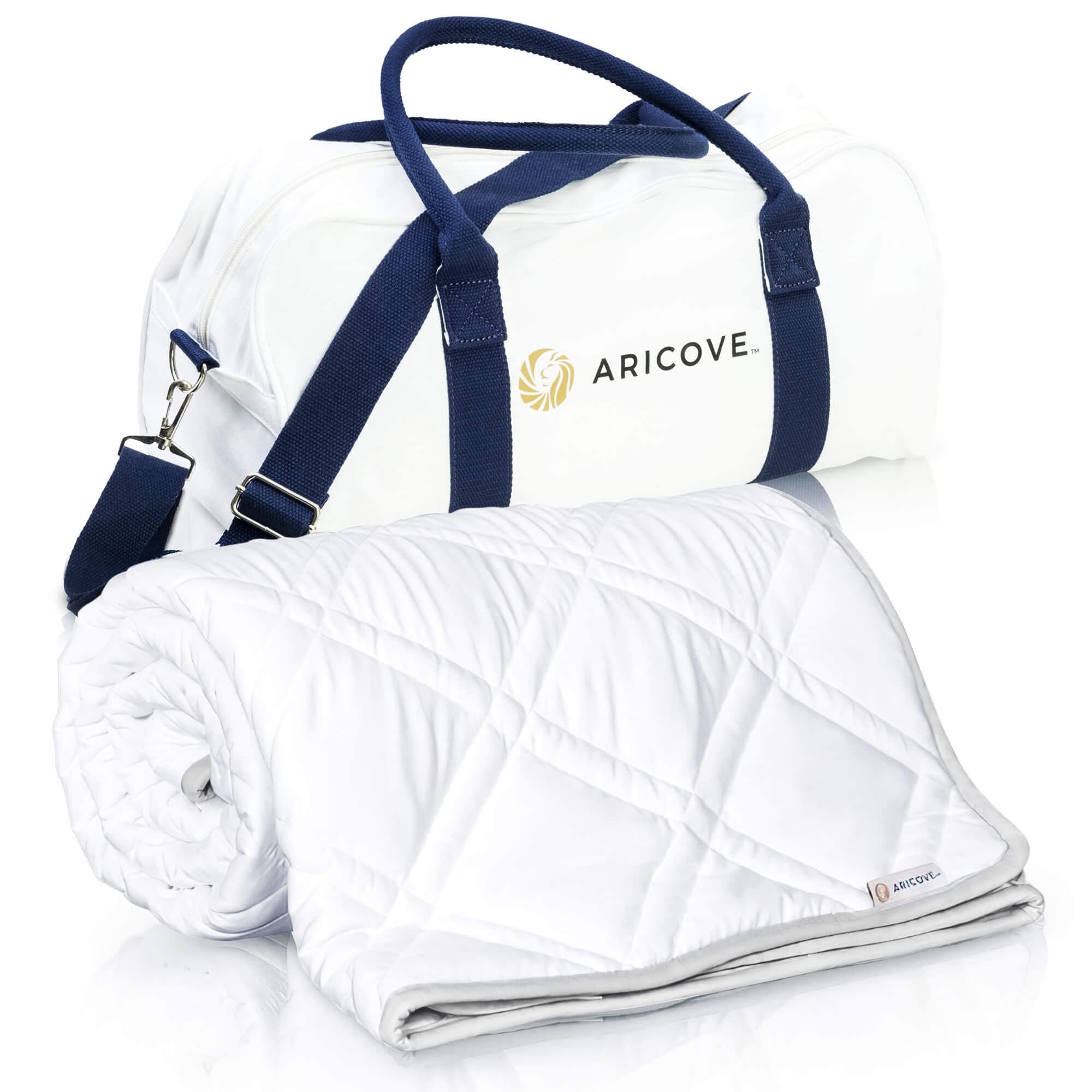 Aricove Cooling Weighted Blanket, 15 lbs, Full/Twin Size for Adults, Luxury Heavy Blanket in Silky Soft Bamboo, 48x72 inches, Machine Washable, White