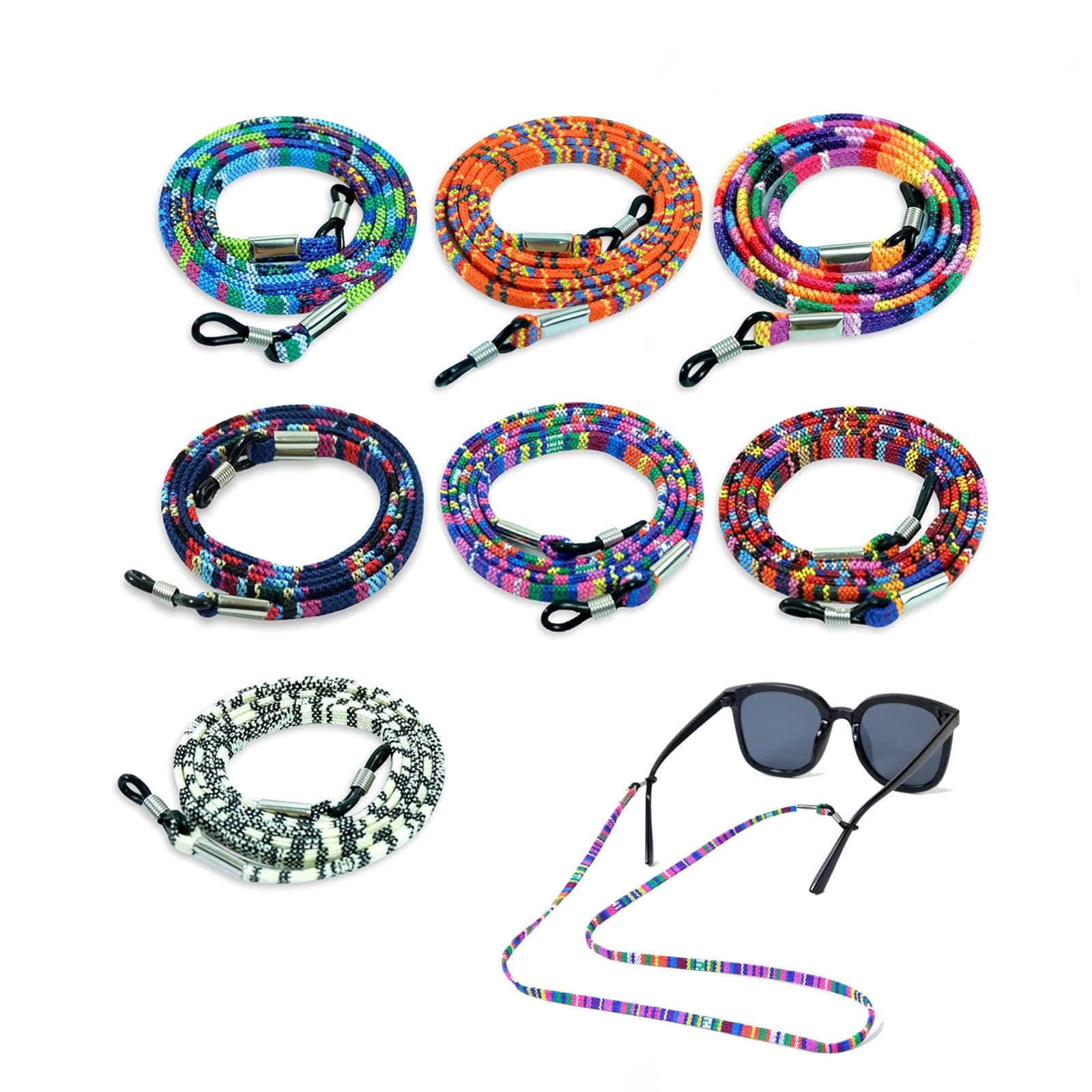 Glasses Strap, 7 Pcs Glasses Cord, Glasses Chain, Sunglass Straps, Non-Slip Spectacles Cord Retainer Lanyard, Women's Glasses Chains & Lanyards, Eyeglasses Strap Unisex Safety Glasses String