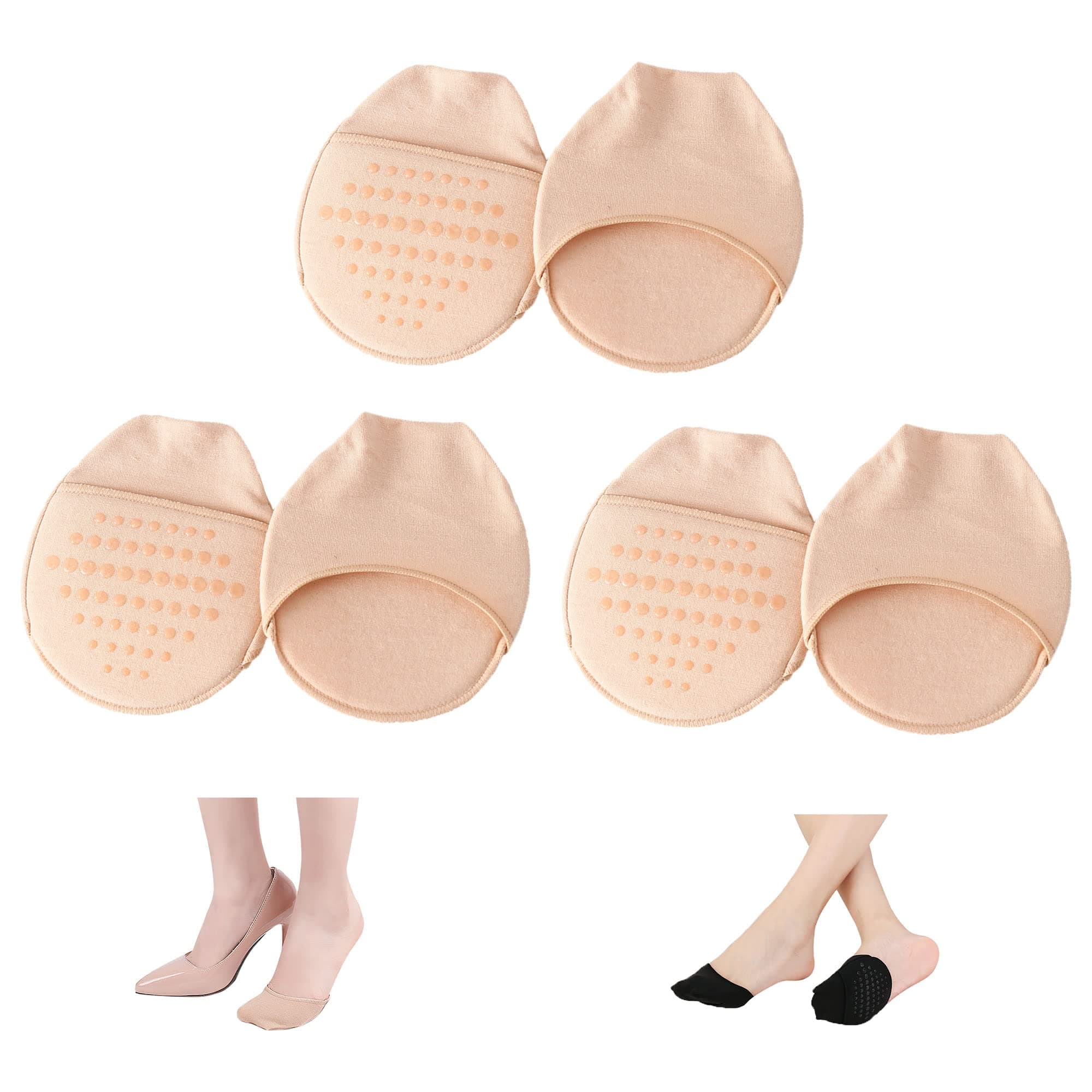 Ball of Foot Cushion Socks Women Toe Cover with Padding Toe Topper Liner Socks No Show Half Sock with Sponge Cushion