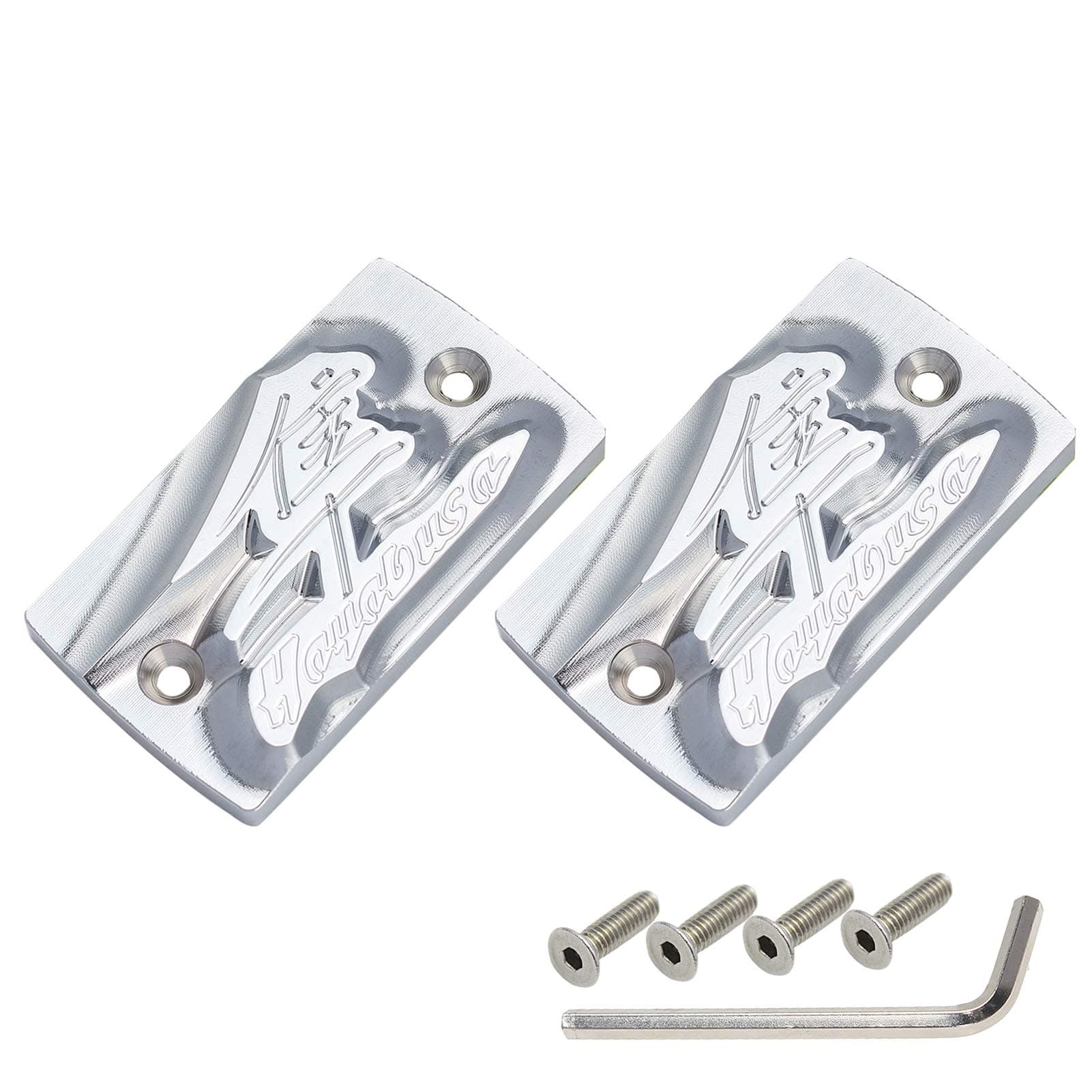 GIDIBII Brake Reservoir Cover, Front Brake Master Cylinder Fluid Clutch Cap Compatible with Suzuki GSX1300R Hayabusa 1999-2020 (2 PCS, Chrome)