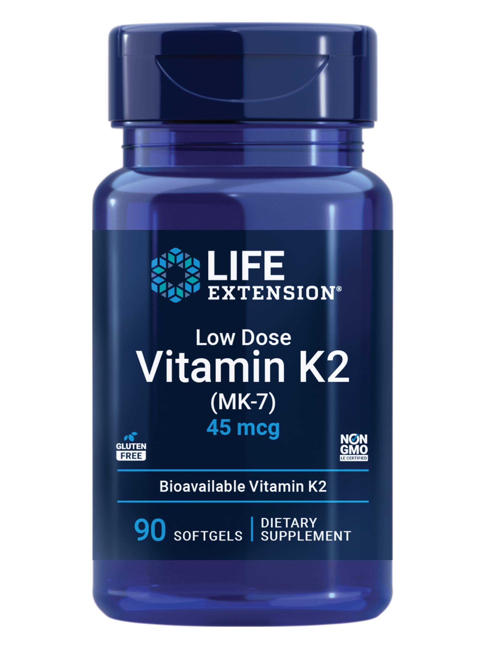Low Dose Vitamin K2 – Supports Arterial Health – Non-GMO, Gluten-Free – 90 Softgels