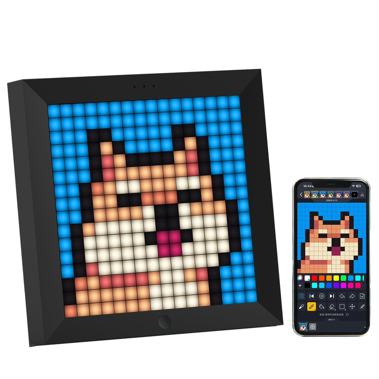 Pixoo Digital Frame with App controled 16X16 LED Screen (Black)