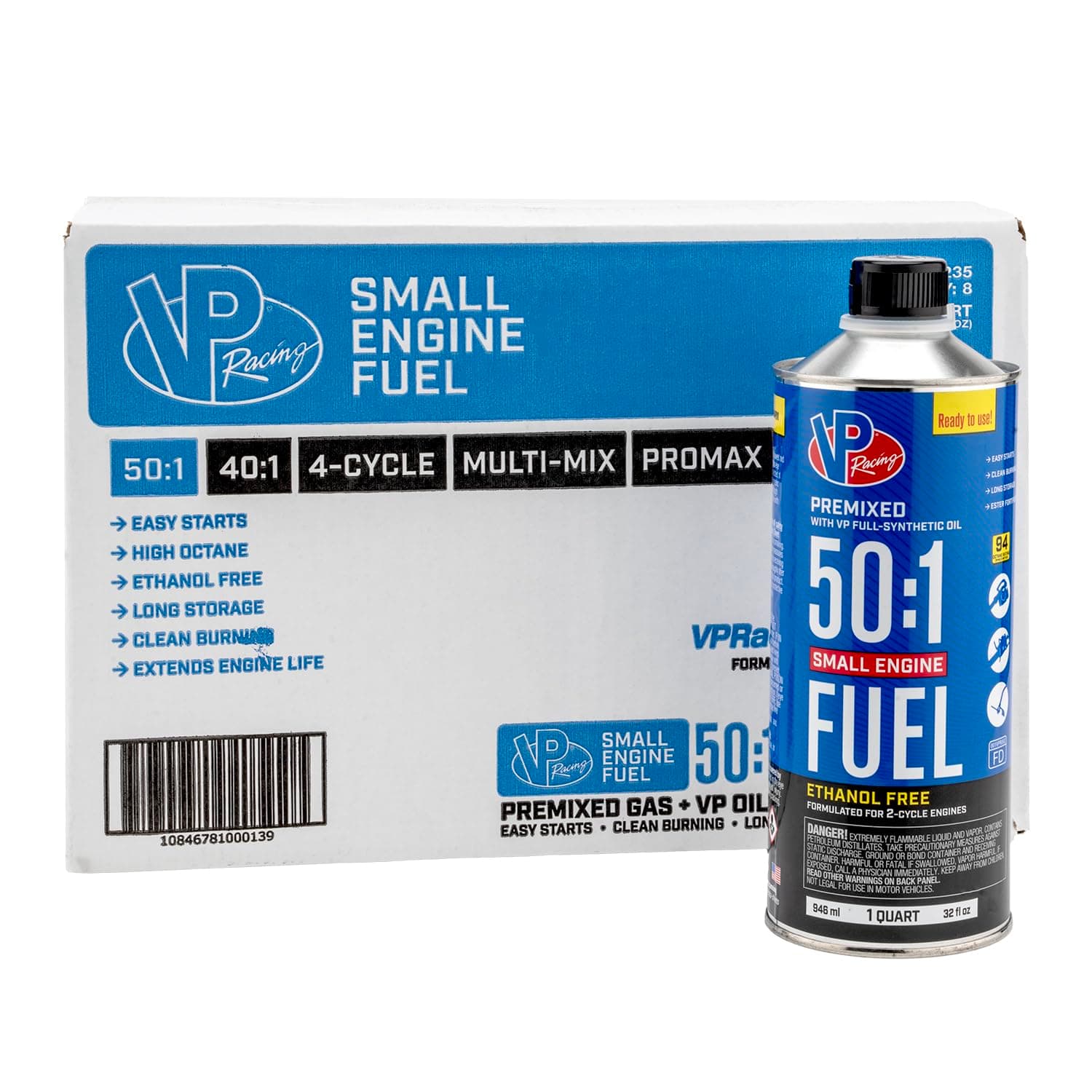 2-Cycle Small Engine Fuel - 50:1 Premixed, Ready to Use - Quart (8 Pack)