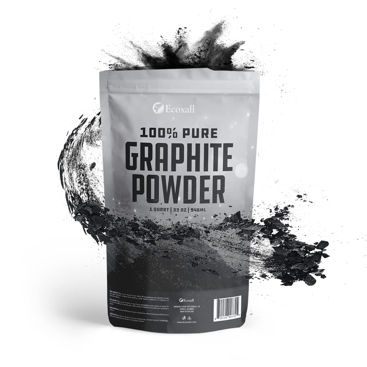 Pure Graphite Powder - 100% Pure Dry Graphite Lubricant - 2lb Bag - Highest Quality Graphite Lubricant - Used as a Lubricant for Locks, Bearings, Fishing reels, and More - Multi-Purpose Powder