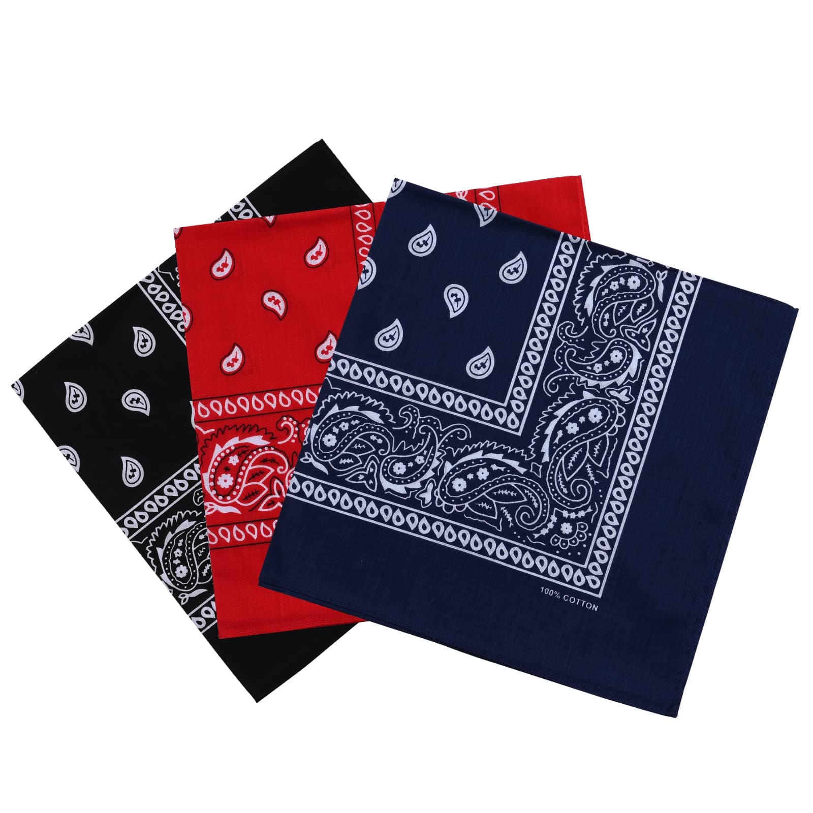 Cotton Bandanas for Men & Women Paisley Cowboy Bandana Handkerchiefs for Hair 22x22