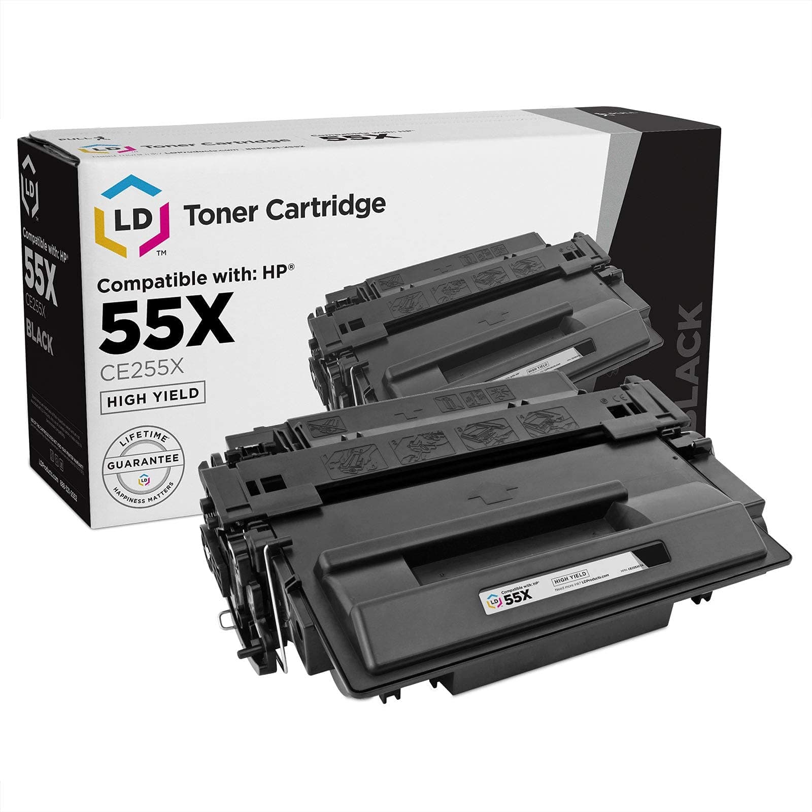 LD Compatible Toner Cartridge Replacement for HP 55X CE255X High Yield (Black)