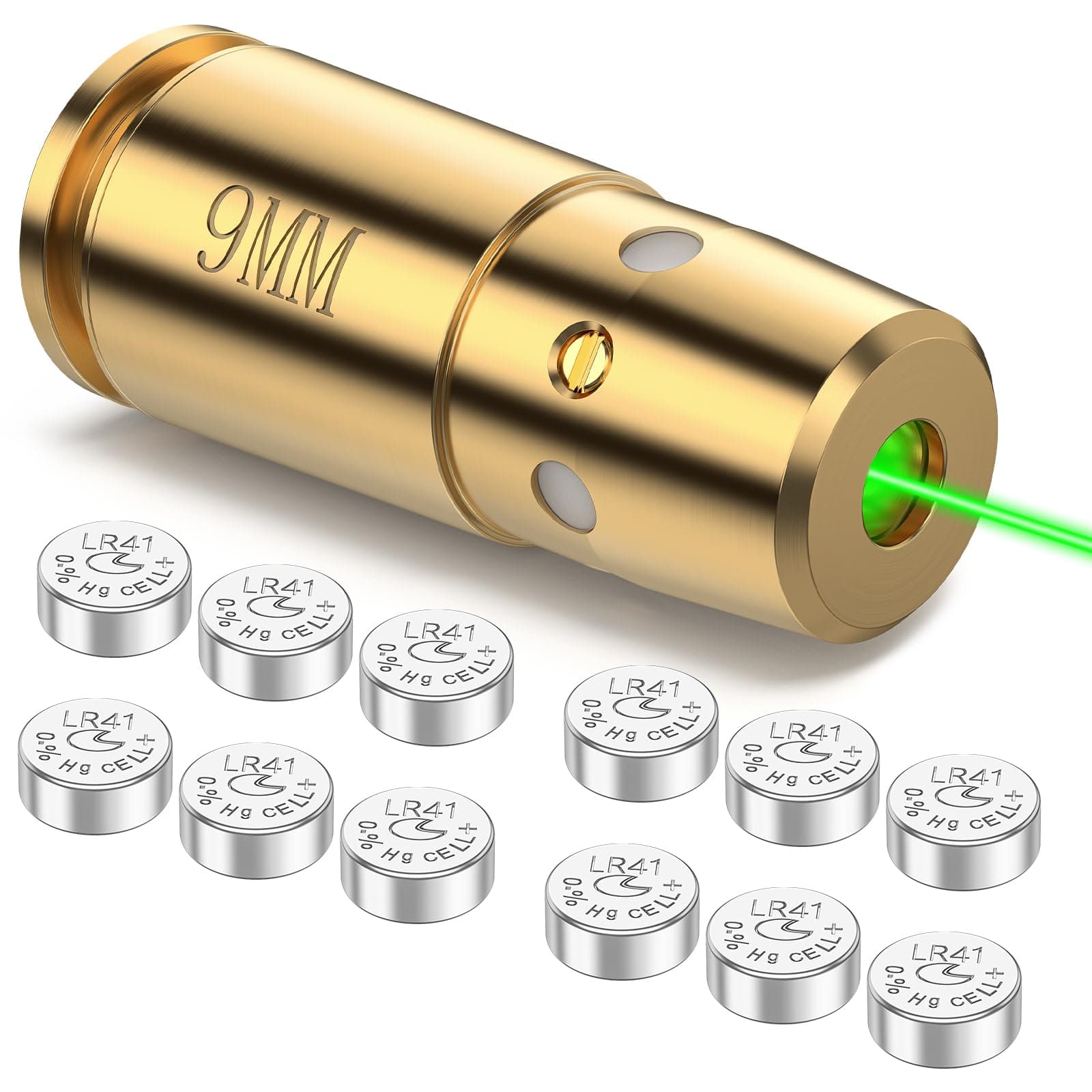 EZshoot Bore Sight 9mm Green Laser Boresighter with 12 Batteries