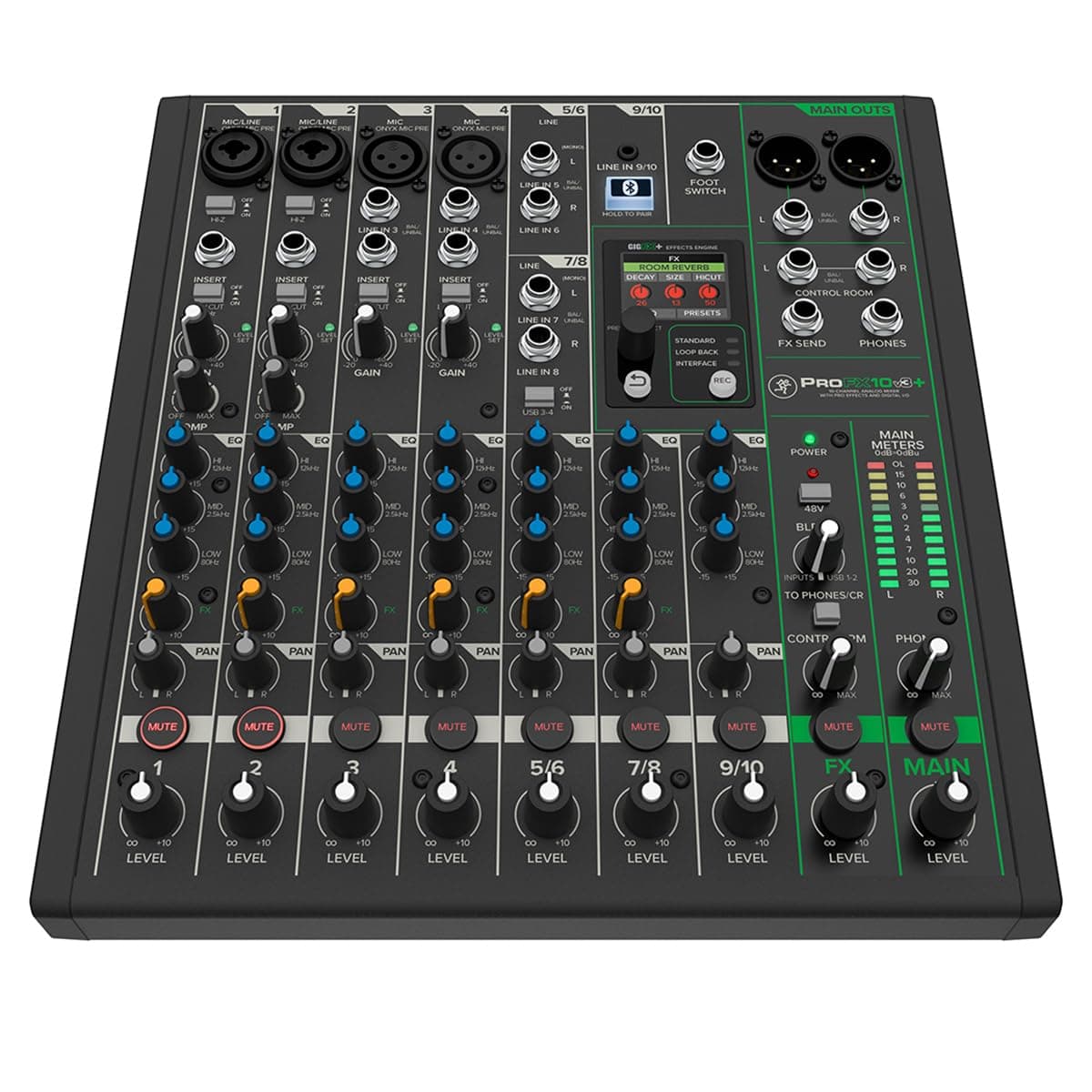 ProFX10v3+ 10-Channel Analog Mixer with Built-In FX, USB Recording, and Bluetooth