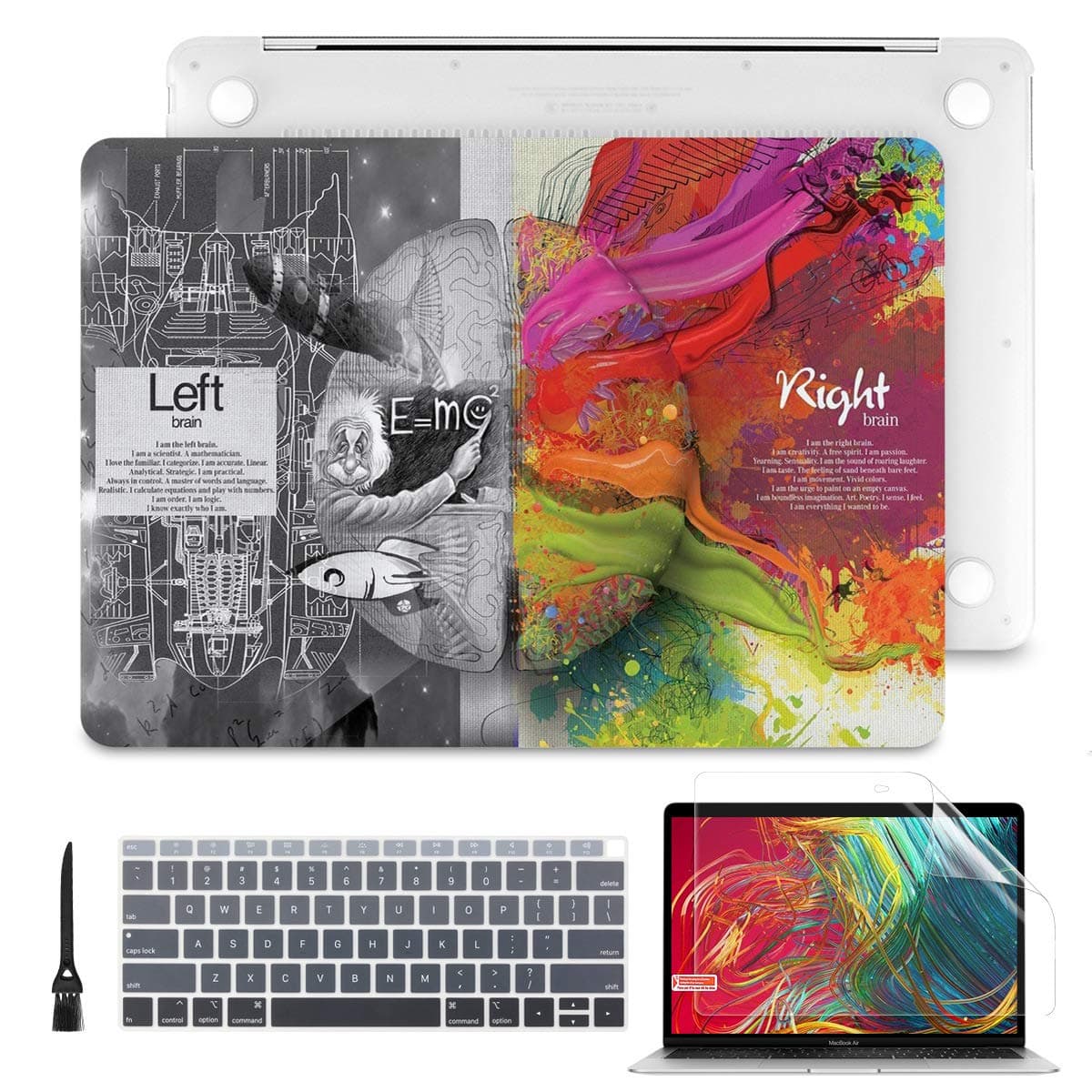 Batianda Soft-Touch Hard Shell Case Cover with Keyboard Cover Skin and Screen Protector for 2020 2019 2018 MacBook Air 13 inch with Touch ID & Retina M1 A2337 A2179 A1932, Creative Brain