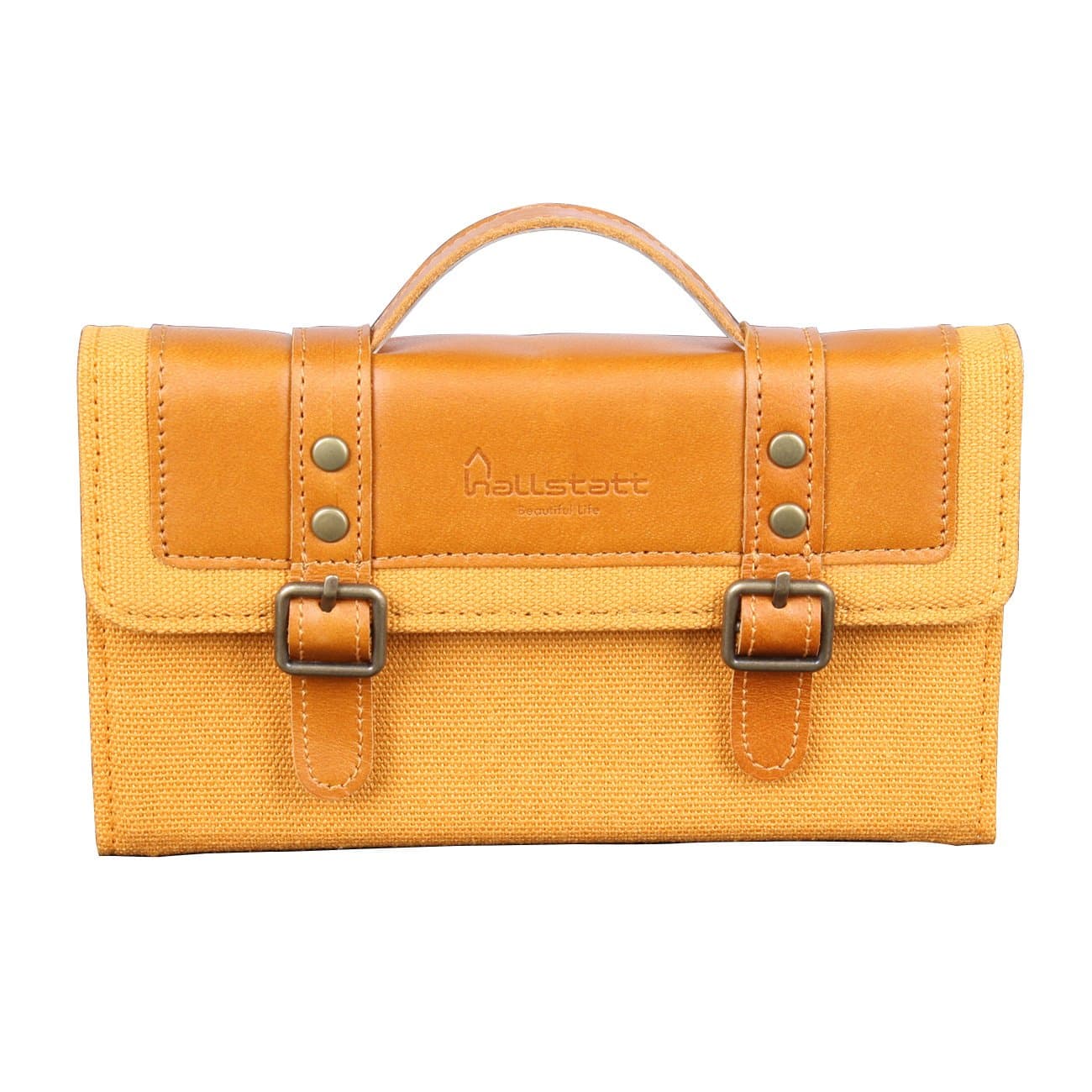 Hallstatt Premium Unique Canvas Leather Bag Style Cover Case for Samsung Galaxy Note 2 II (Mustard)