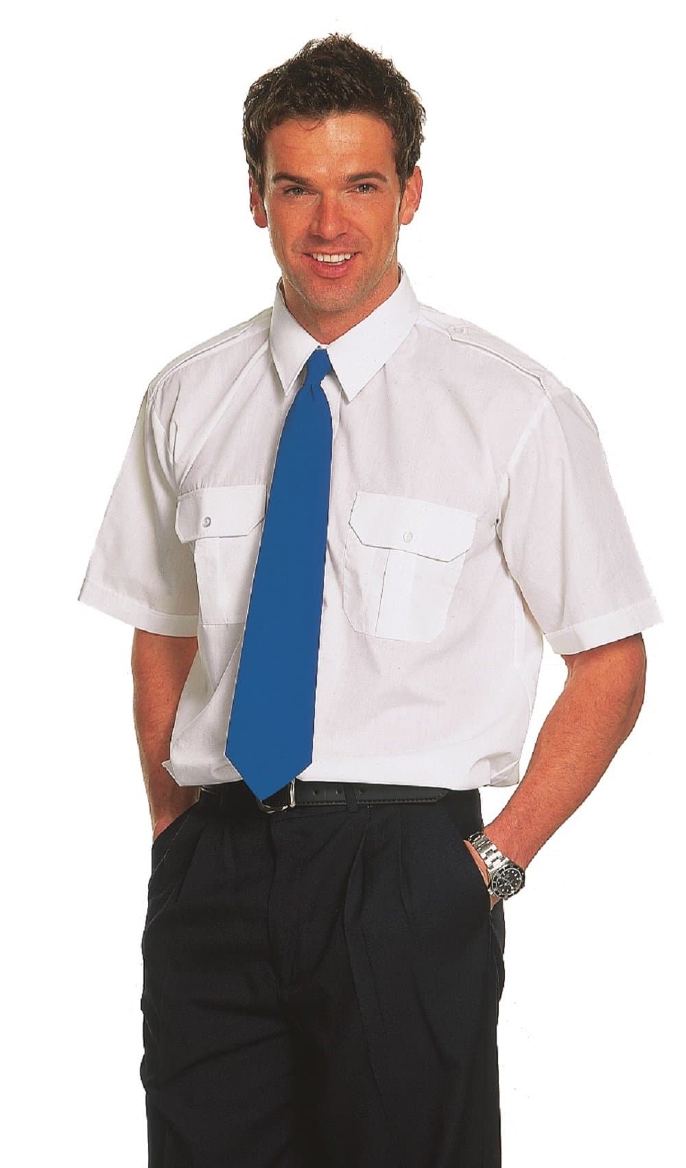 Classics Men's Pilot Shirt Short Sleeve - Ideal for Security, Army and Aviation