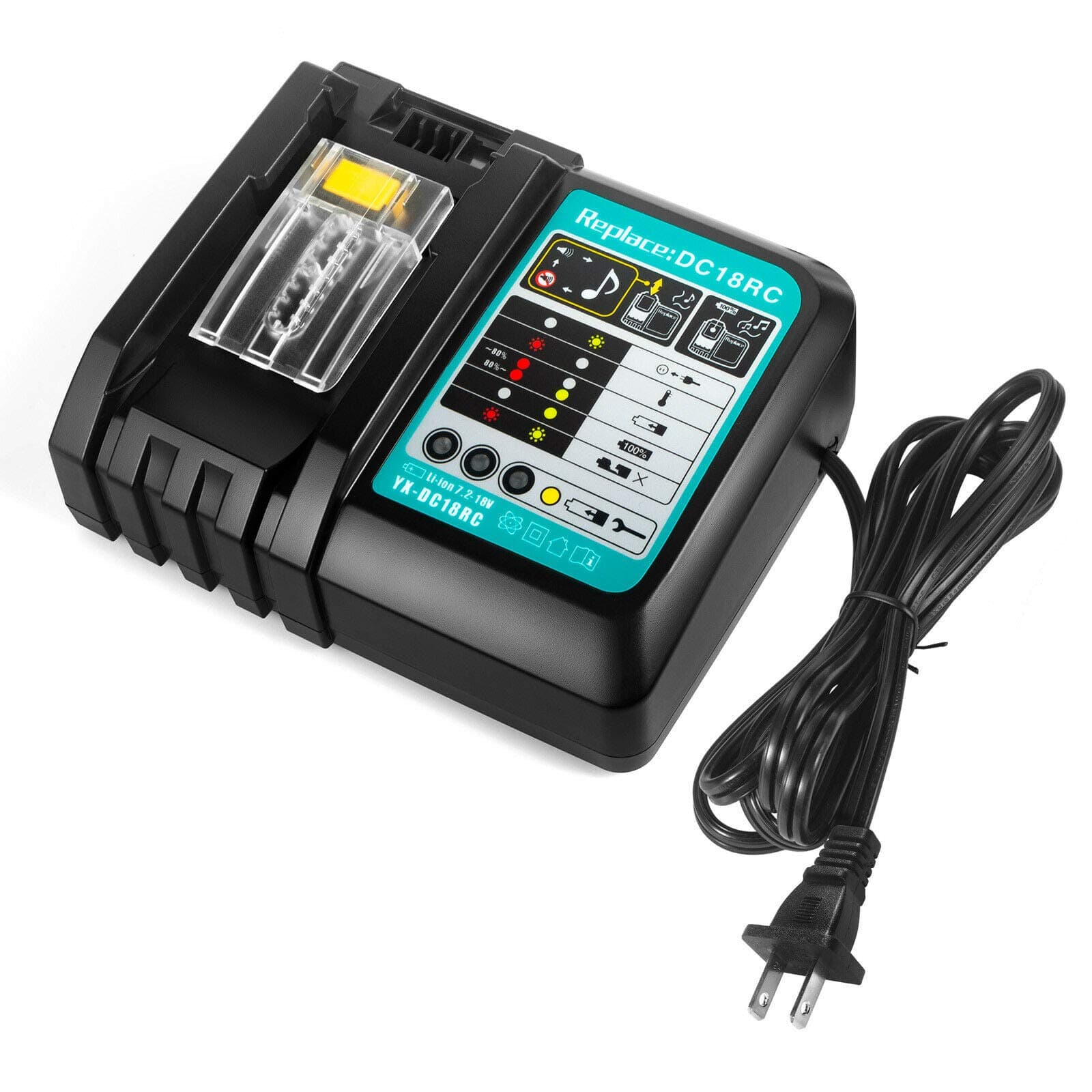 JANRI Replacement DC18RC Rapid Power Tools Lithium-Ion Drill LXT Battery Charger 14.4V-18V for Makita BL1415 BL1420 BL1425 BL1430 BL1850 BL1860 8L1440 BL1445 BL1450 BL1460 BL1475 BL1490 BL1815