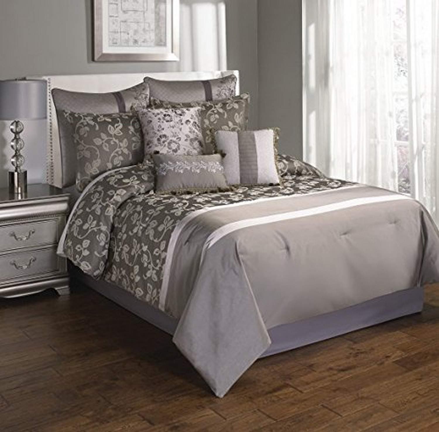 Riverbrook Home Sterling Collection Comforter Set, King, Heston - Platinum, 10-Piece Set