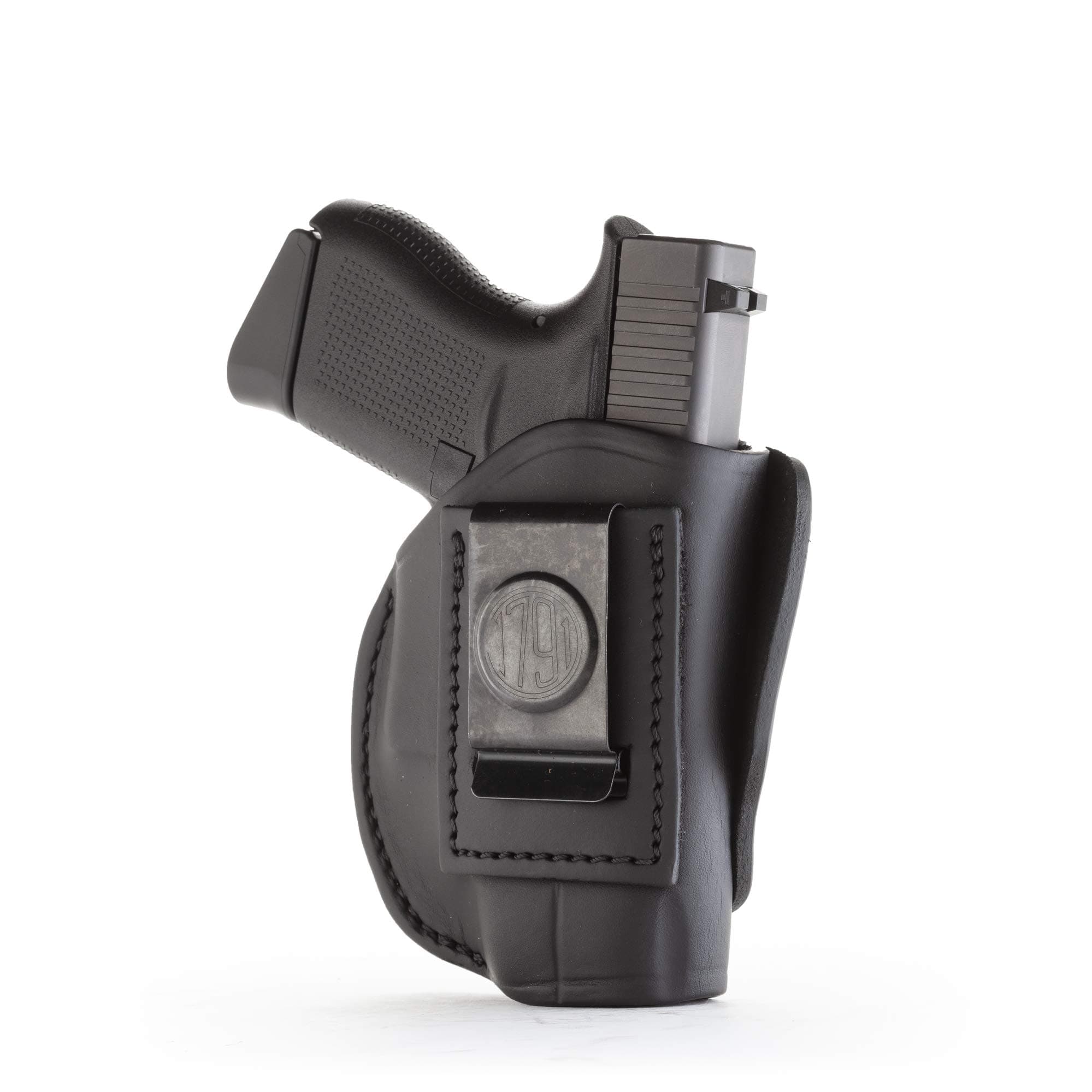 1791 GunLeather 4-Way G43 Holster - OWB and IWB CCW - Right Handed Leather Gun Holster - Fits Glock 43 (G43), Glock 42 (G42), Kahr CW380 and S&W Bodyguard