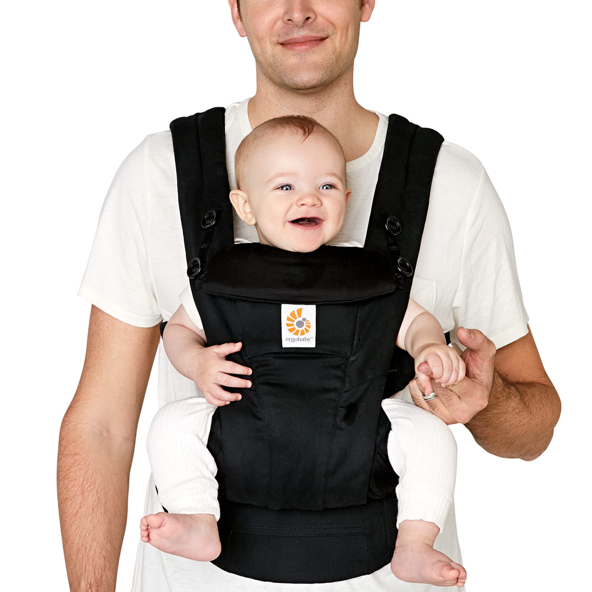 Omni Dream All Carry Positions SoftTouch Cotton Baby Carrier Newborn to Toddler with Enhanced Lumbar Support (7-45 lb), Onyx Black