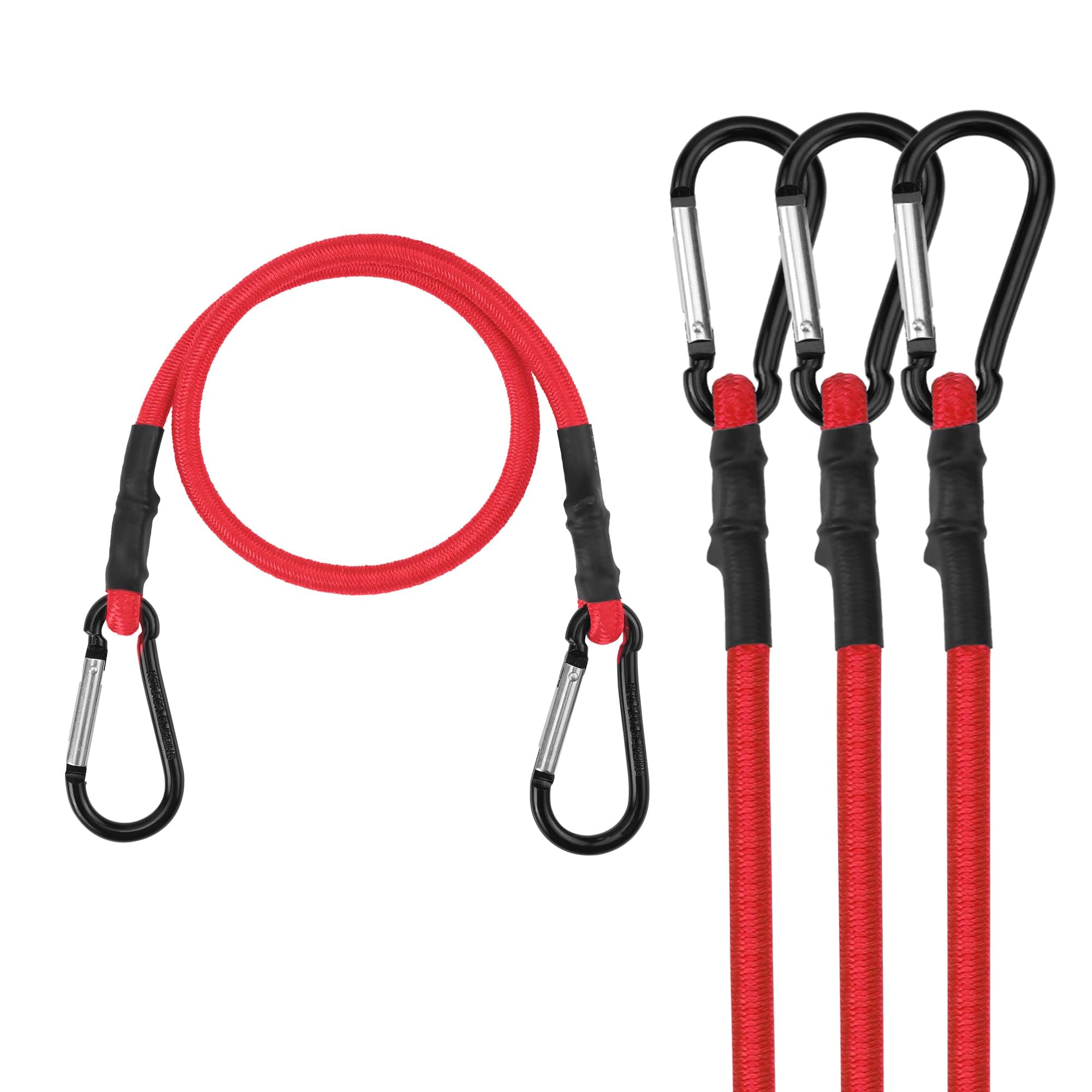 WORKPRO 24 Inch Bungee Cords with Hooks, 4 Pack Superior Rubber Heavy Duty Bungee Straps Strong Elastic Rope for Outdoor Tent, Luggage Rack, Camping, Cargo, RV, Bike, Transporting, Storage, Red