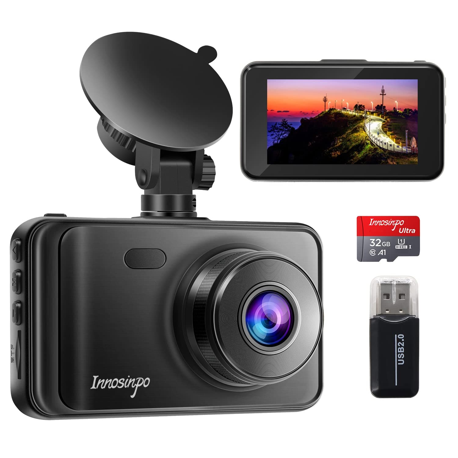Dash Cam【2021 New Version】 1080P FHD DVR Car Dashboard Camera Recorder 3" LCD Screen 170° Wide Angle, Super Night Vision, G-Sensor, WDR, Parking Monitor, Loop Recording, Motion Detection