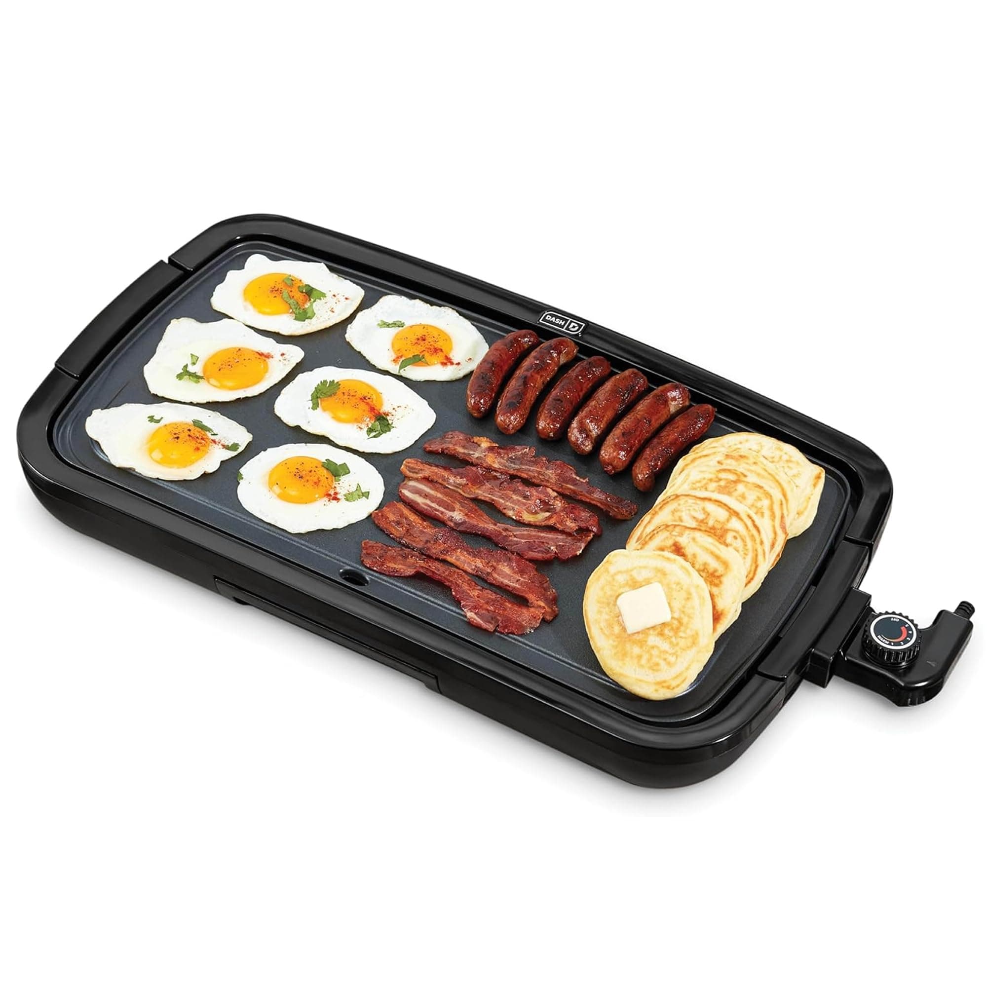 Deluxe Everyday Griddle - Electric Griddle with Removable Plate - Nonstick, Easy-Clean Surface & Anti-Slip Base - Recipe Book Included - Black