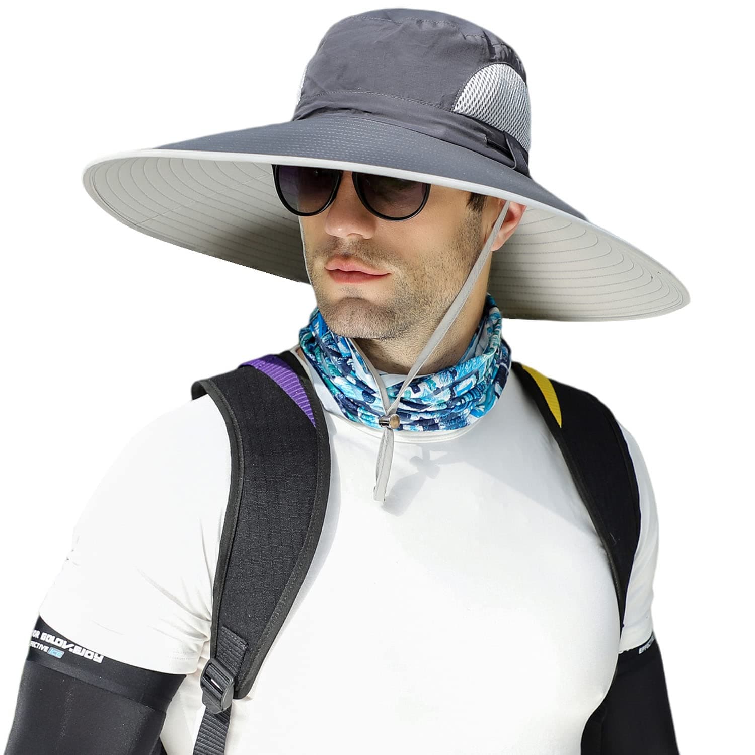 HUAMULAN 6" Super Wide Brim Sun Hats, Men and Women Bucket Hat for Fishing Hiking Garden Lawn Work Safari Camping Outdoor