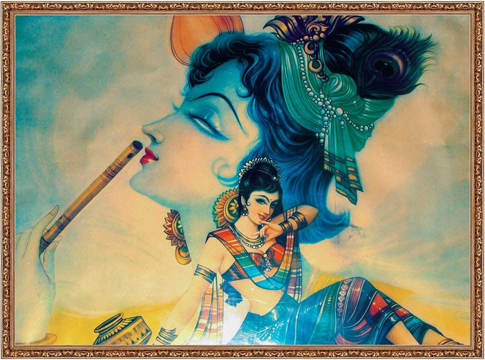 Mode Stoff Without Frame Radha Krishna Digitally Printed Polyester Canvas Painting (21" inch / 30" inch)
