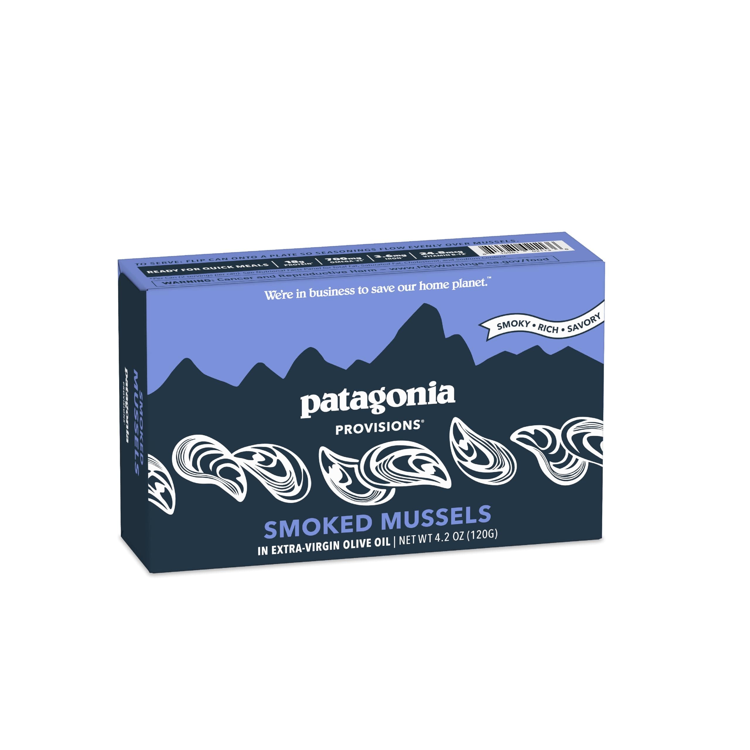 Patagonia Provisions - Smoked Mussels in Extra Virgin Olive Oil | Responsibly sourced | 18g Protein per tin & Gluten Free